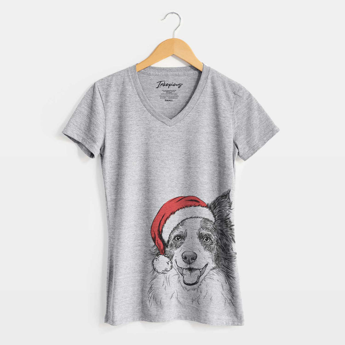 Santa Kylee the Border Collie - Women's V-neck Shirt