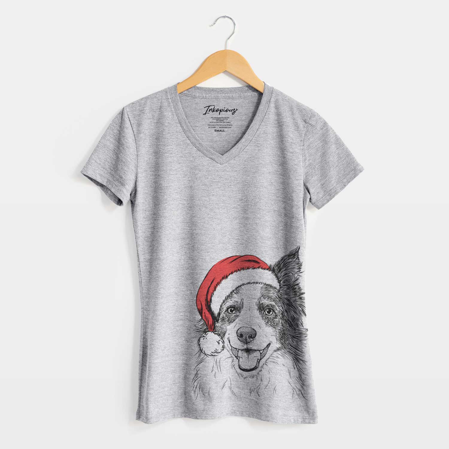 Santa Kylee the Border Collie - Women's V-neck Shirt