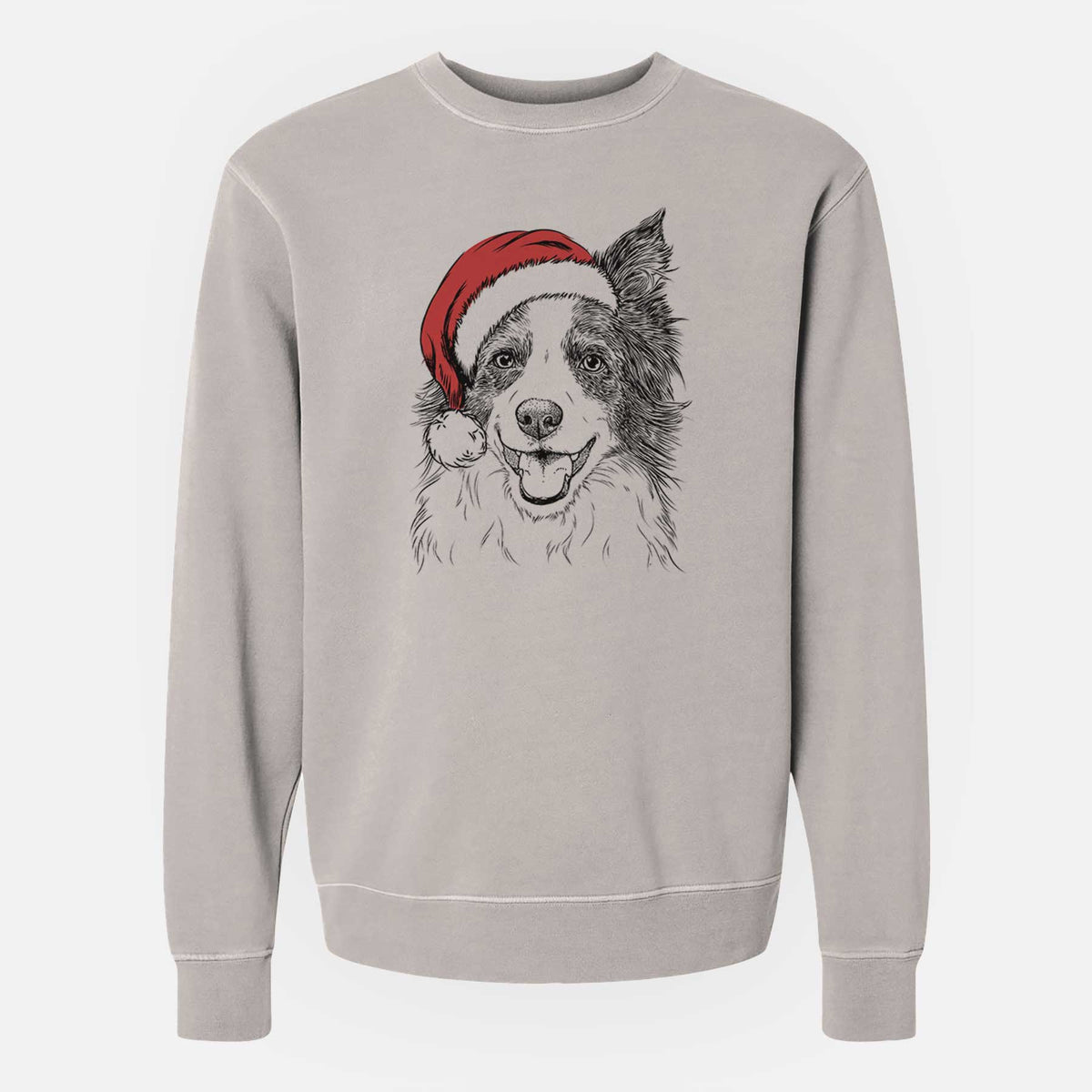 Santa Kylee the Border Collie - Unisex Pigment Dyed Crew Sweatshirt
