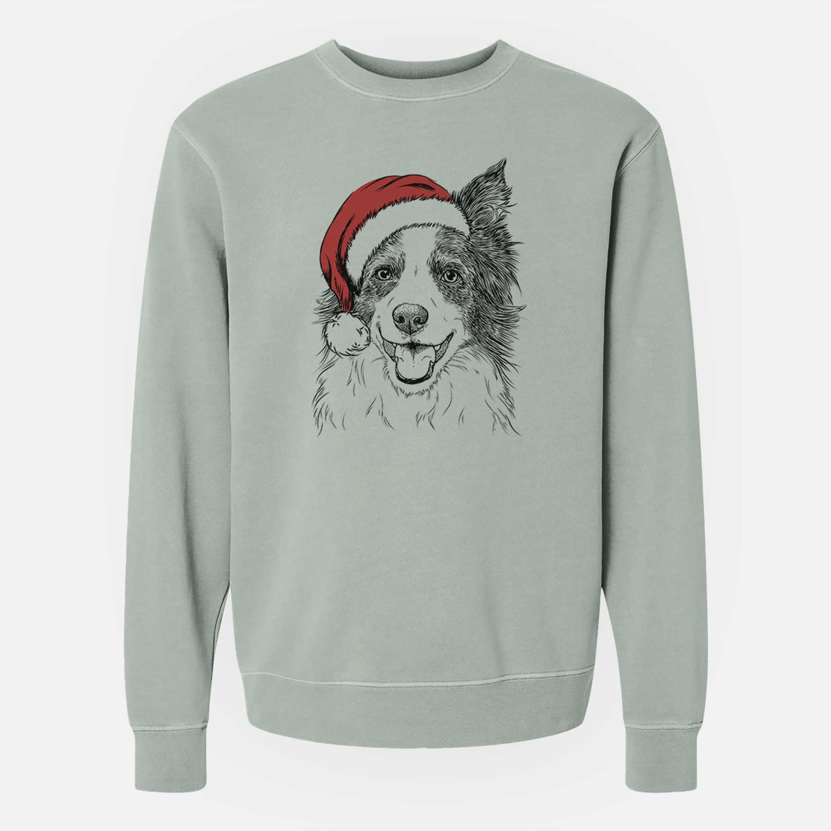 Santa Kylee the Border Collie - Unisex Pigment Dyed Crew Sweatshirt