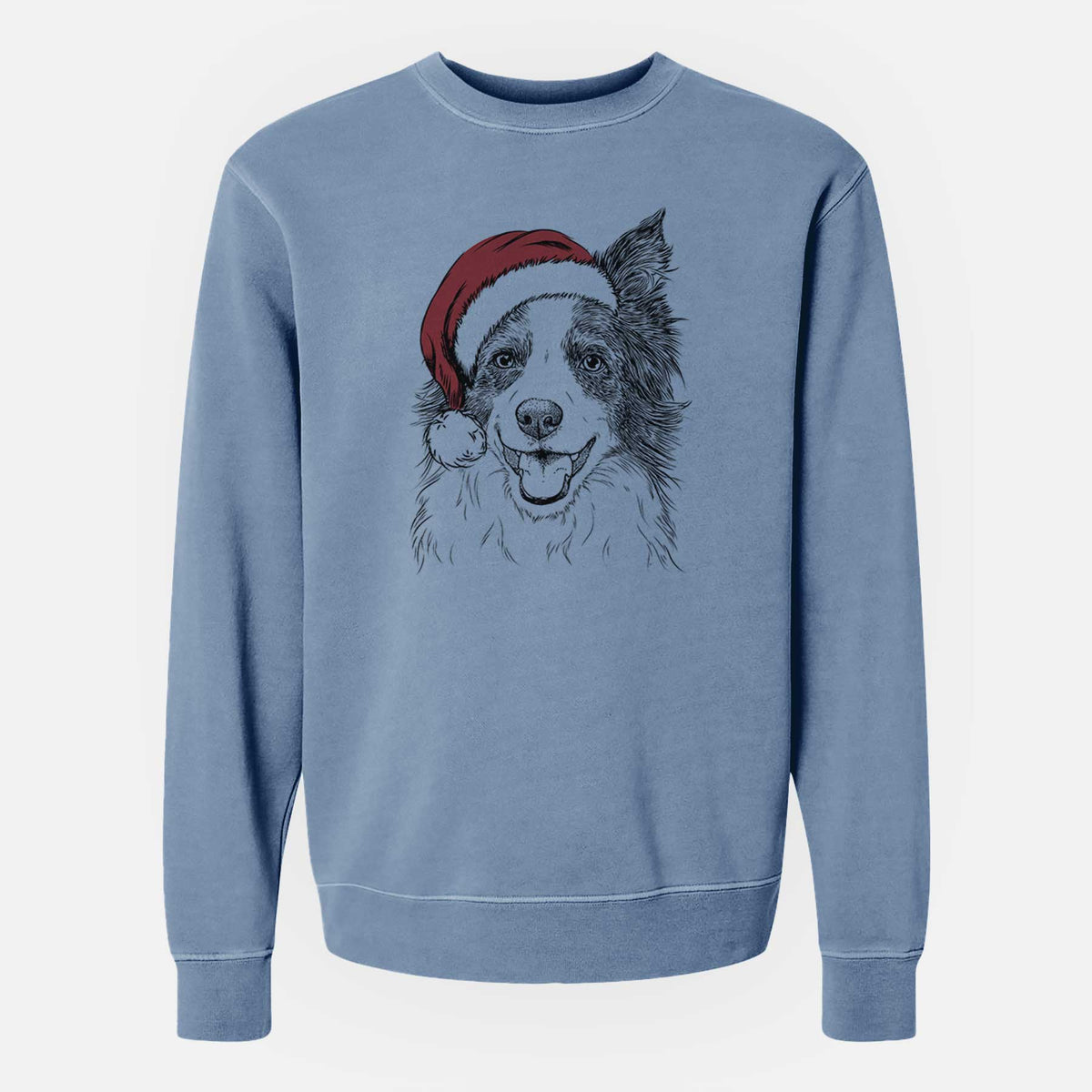 Santa Kylee the Border Collie - Unisex Pigment Dyed Crew Sweatshirt
