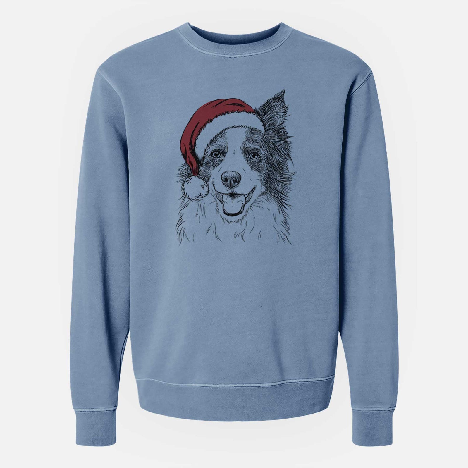 Santa Kylee the Border Collie - Unisex Pigment Dyed Crew Sweatshirt