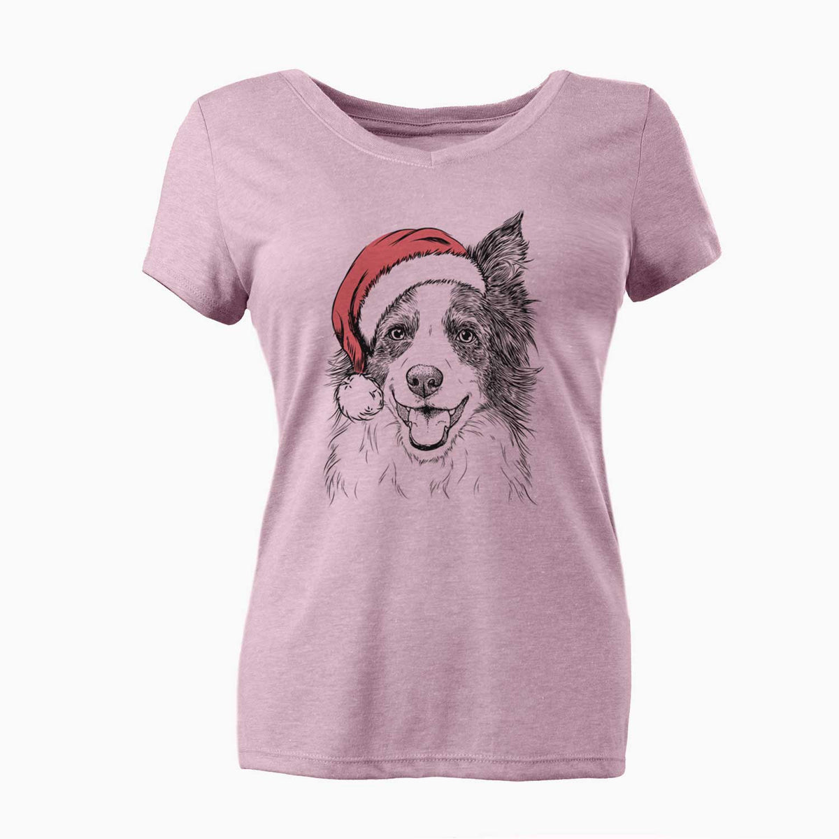 Santa Kylee the Border Collie - Women's V-neck Shirt