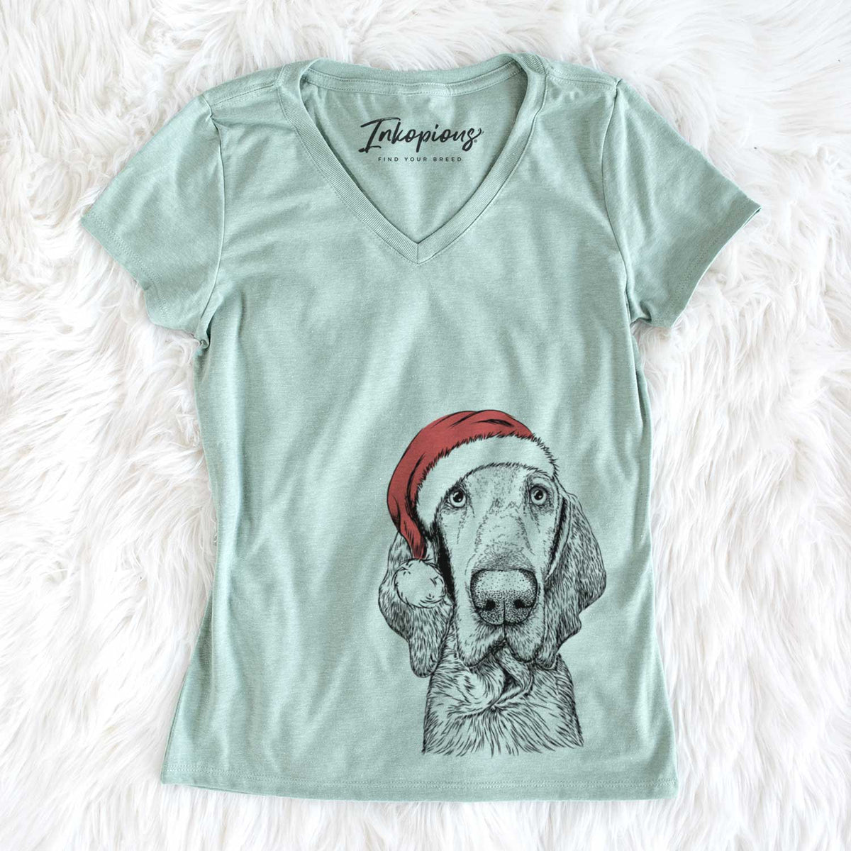 Santa Kylie the Bracco Italiano - Women&#39;s V-neck Shirt