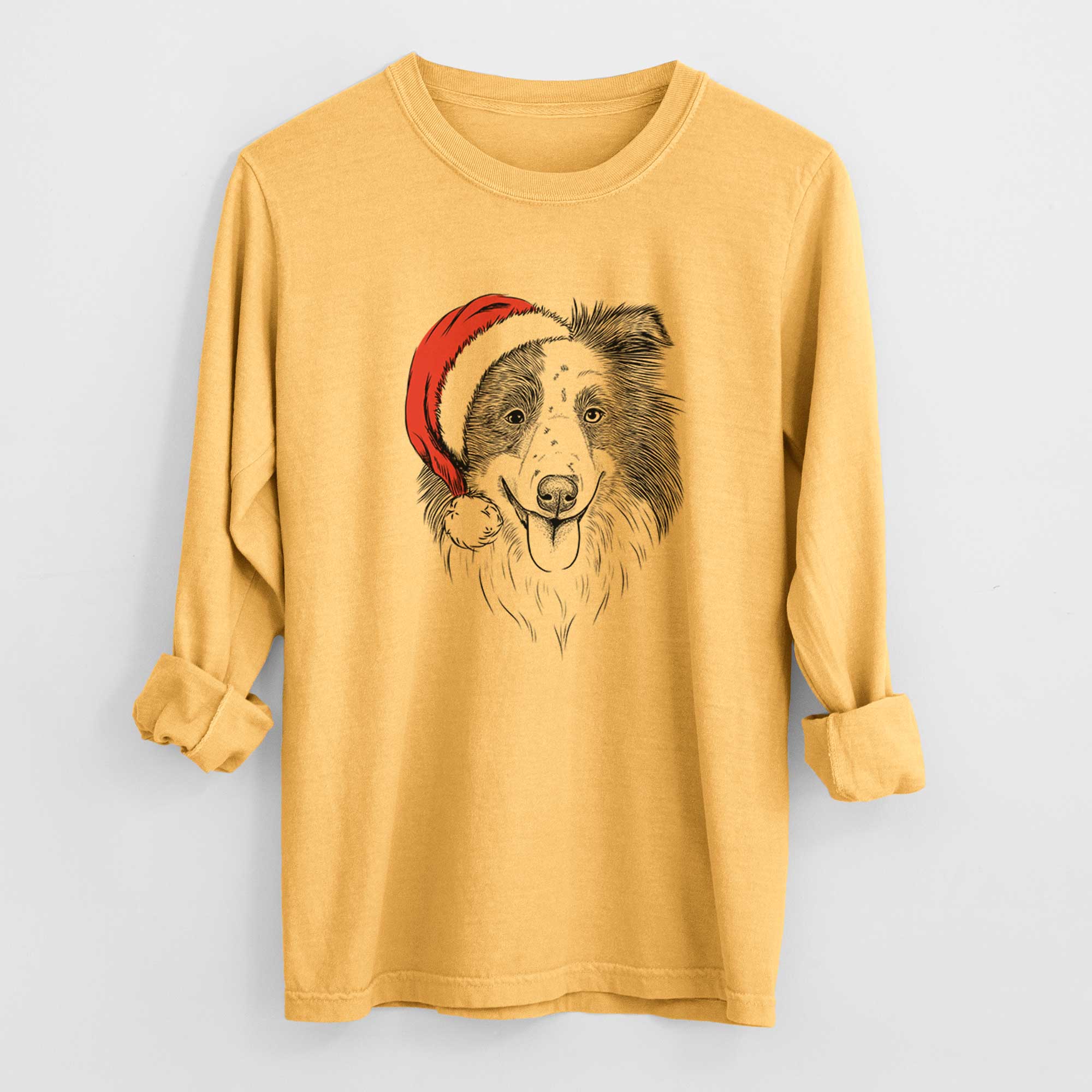 Santa Lady Bug the Border Collie - Heavyweight 100% Cotton Long Sleeve