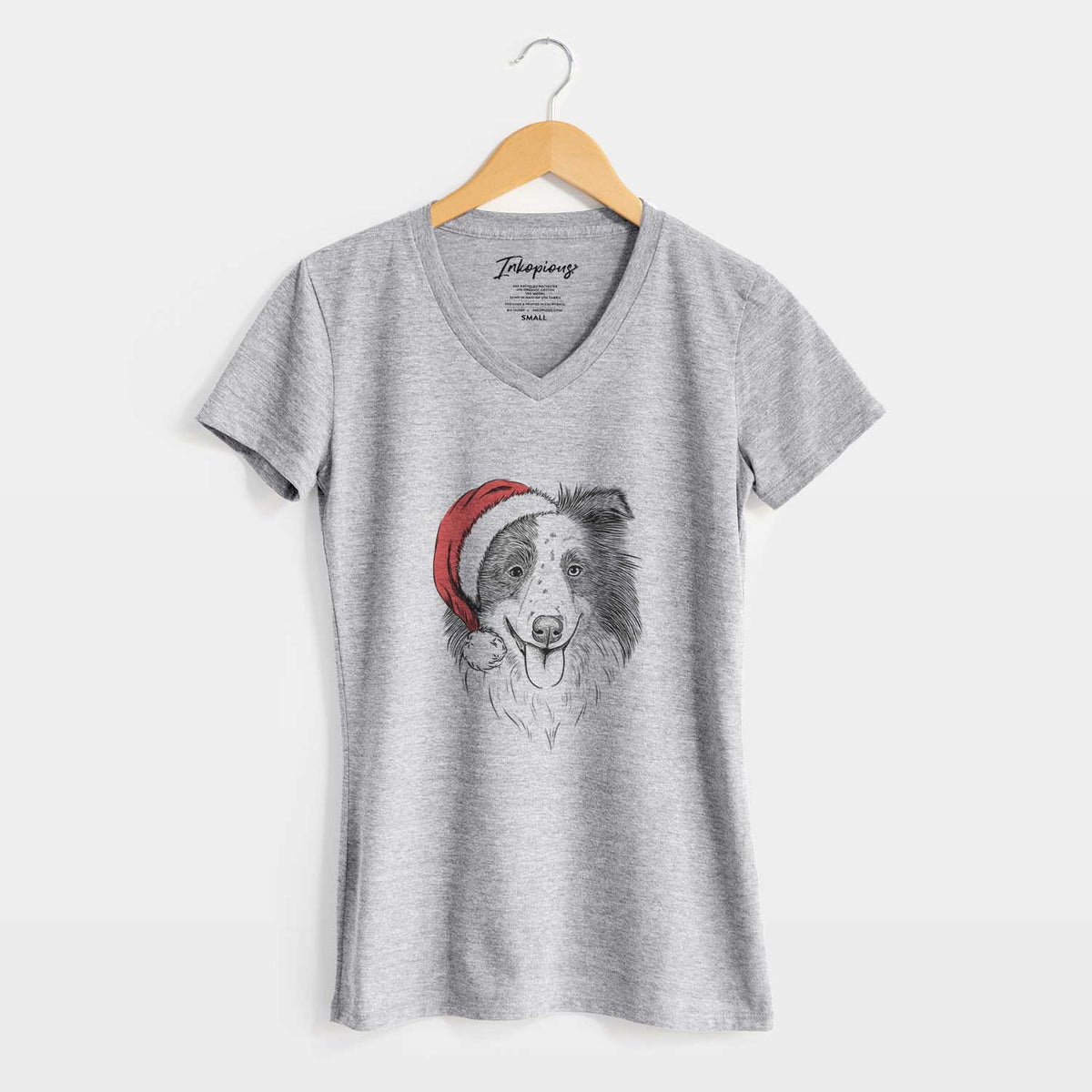 Santa Lady Bug the Border Collie - Women's V-neck Shirt