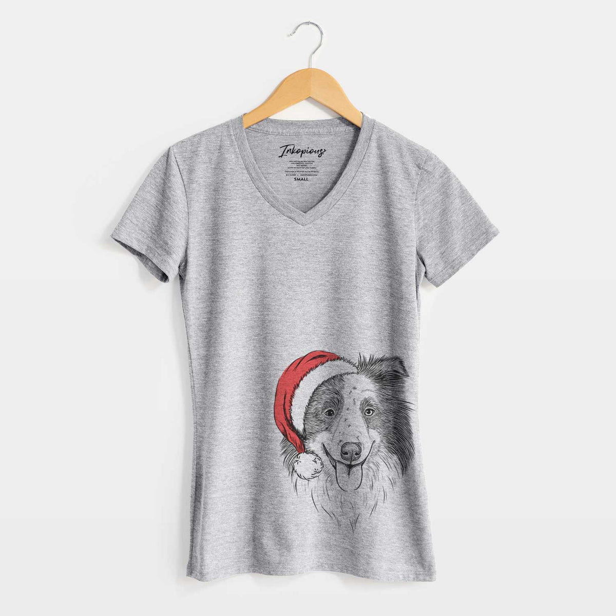 Santa Lady Bug the Border Collie - Women's V-neck Shirt