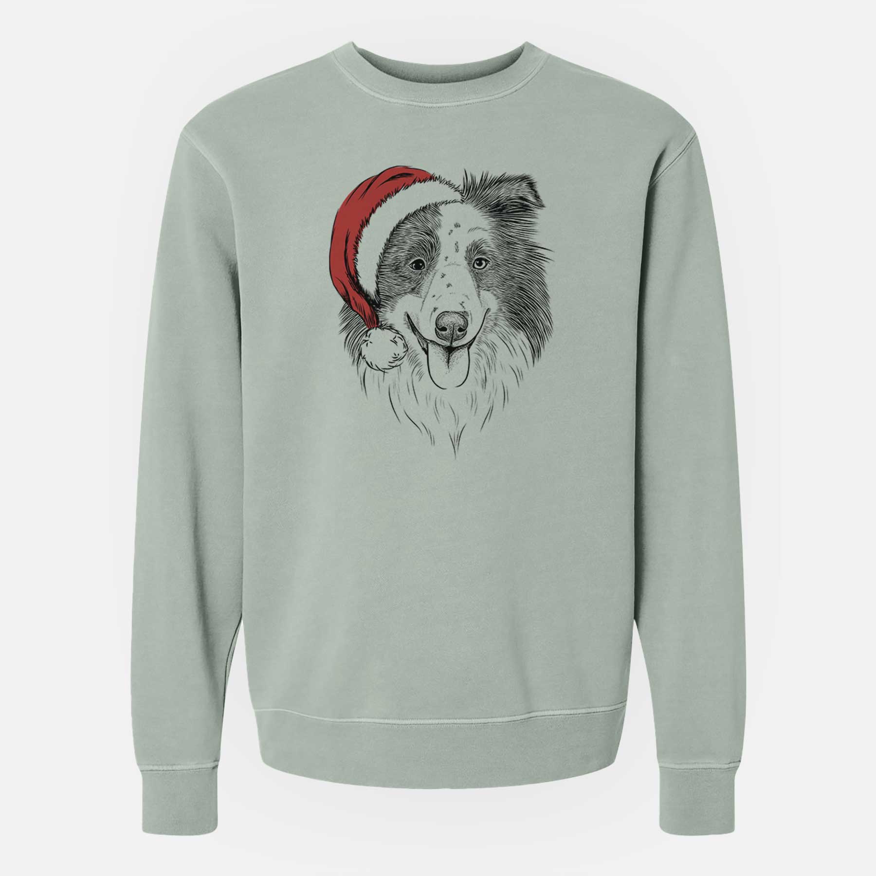 Santa Lady Bug the Border Collie - Unisex Pigment Dyed Crew Sweatshirt