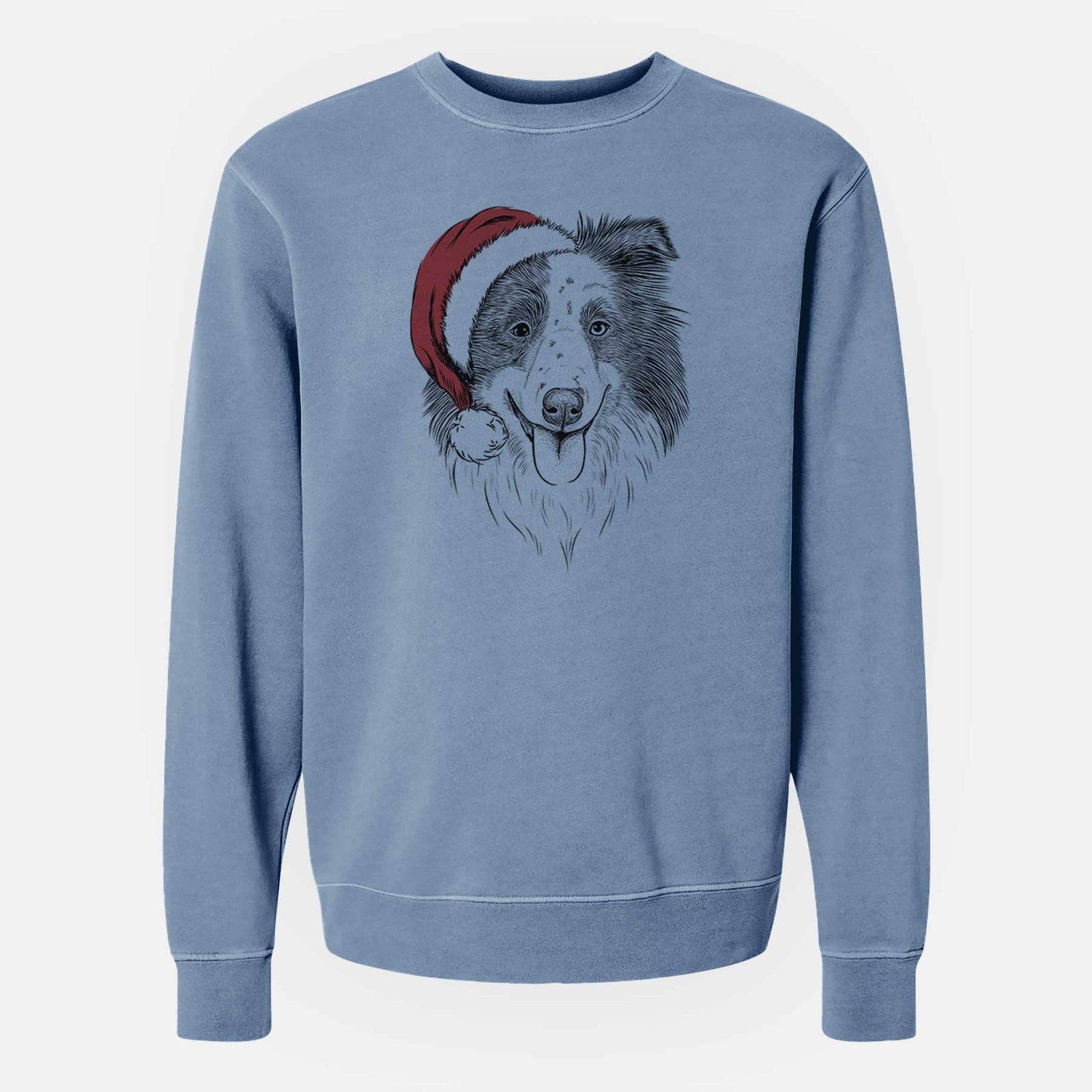 Santa Lady Bug the Border Collie - Unisex Pigment Dyed Crew Sweatshirt