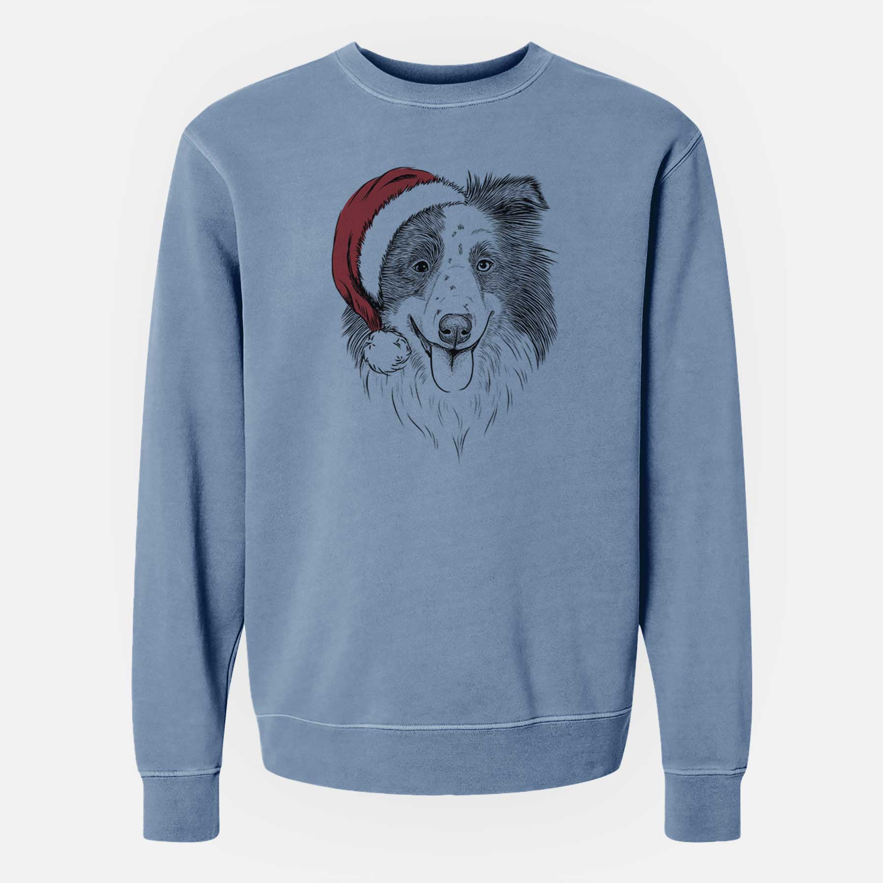 Santa Lady Bug the Border Collie - Unisex Pigment Dyed Crew Sweatshirt