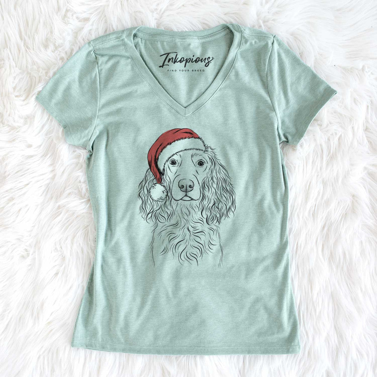 Santa Landry the Boykin Spaniel - Women's V-neck Shirt