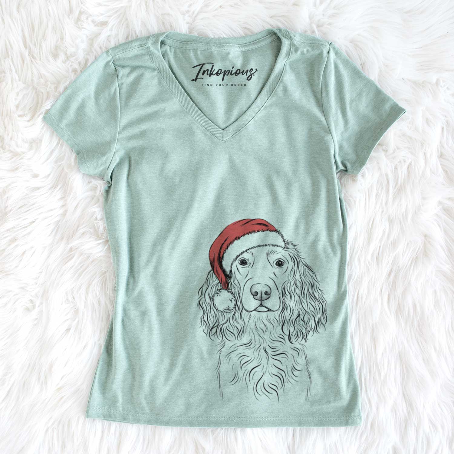 Santa Landry the Boykin Spaniel - Women's V-neck Shirt
