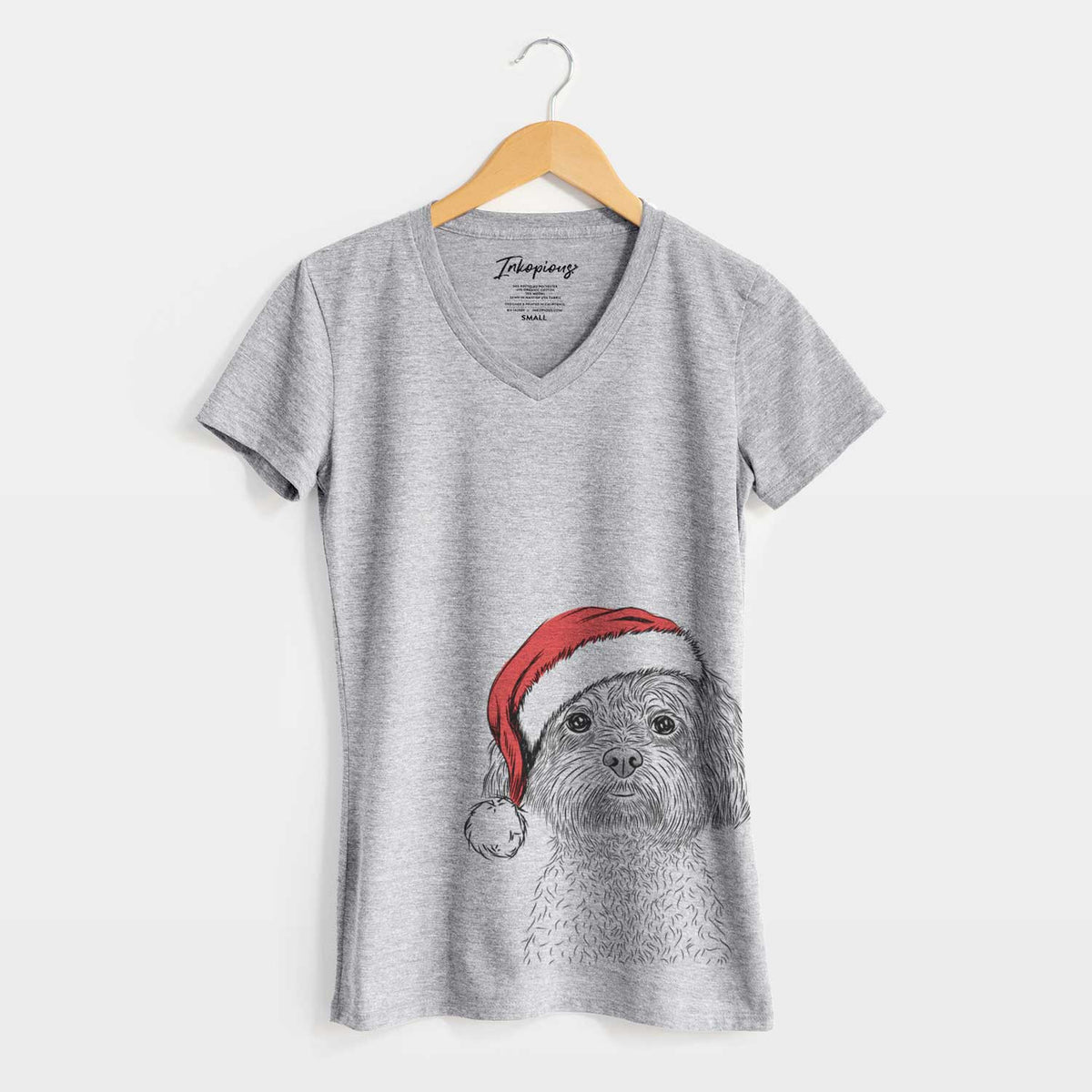 Santa Lane the Lhasa Apso - Women's V-neck Shirt