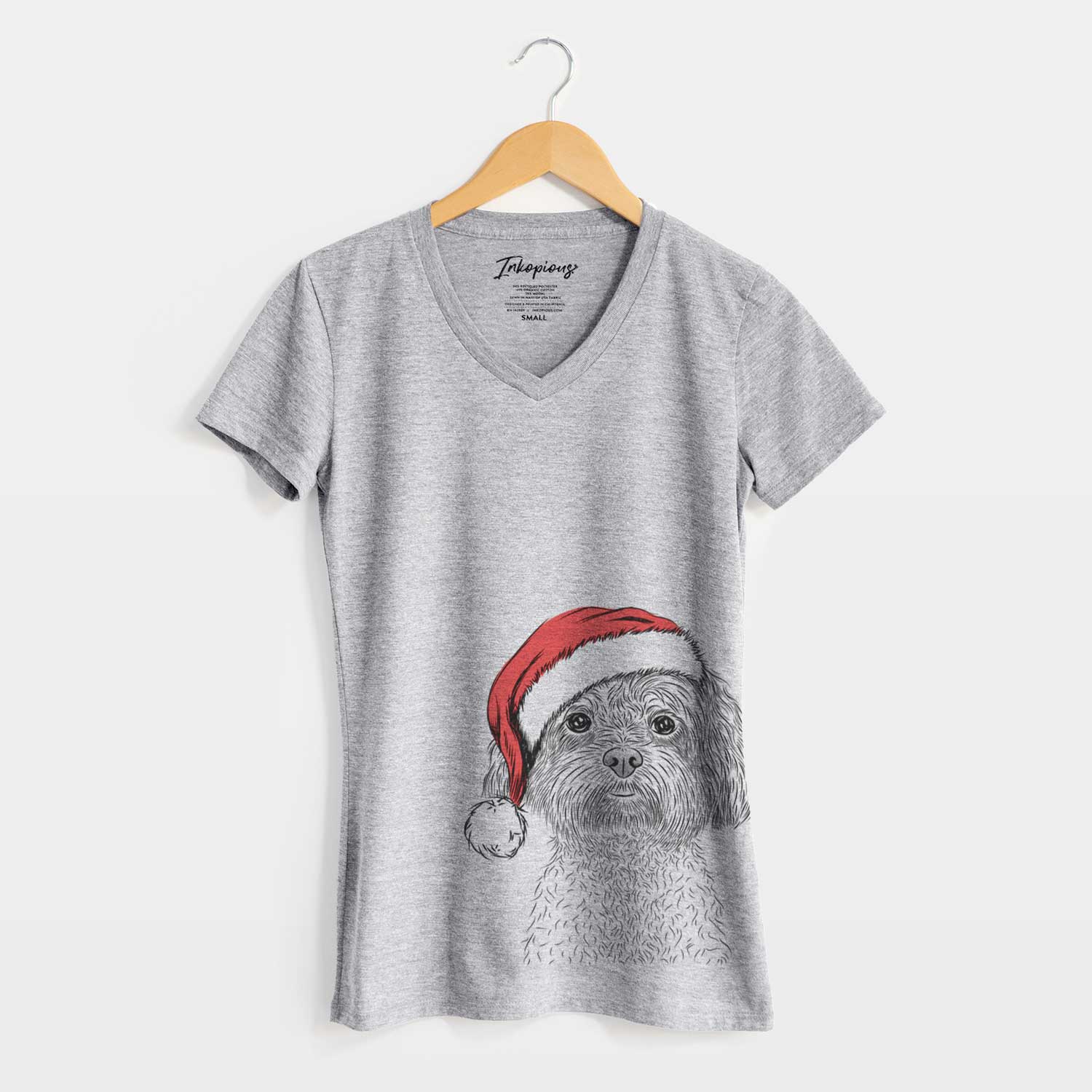 Santa Lane the Lhasa Apso - Women's V-neck Shirt