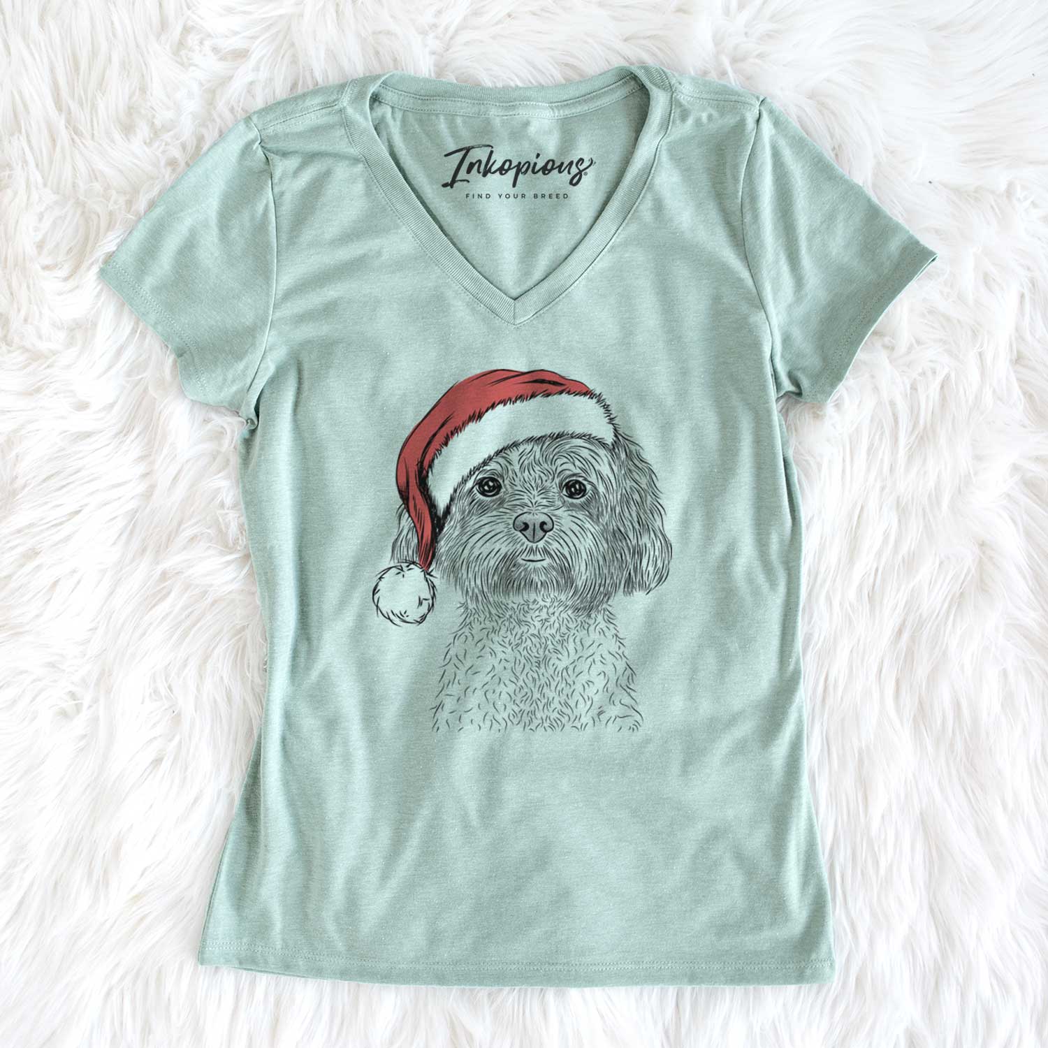 Santa Lane the Lhasa Apso - Women's V-neck Shirt