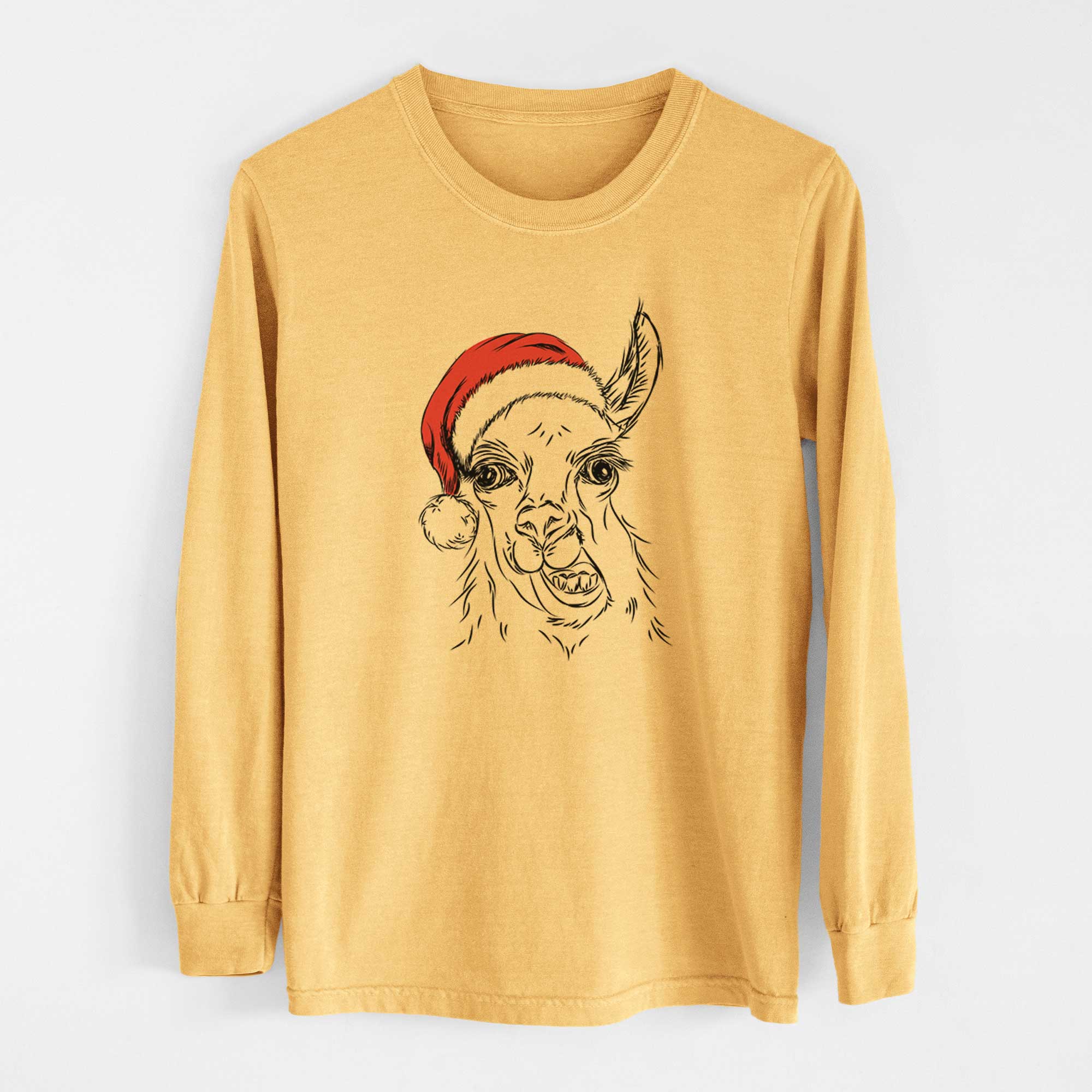 Santa Larry the Llama - Heavyweight 100% Cotton Long Sleeve