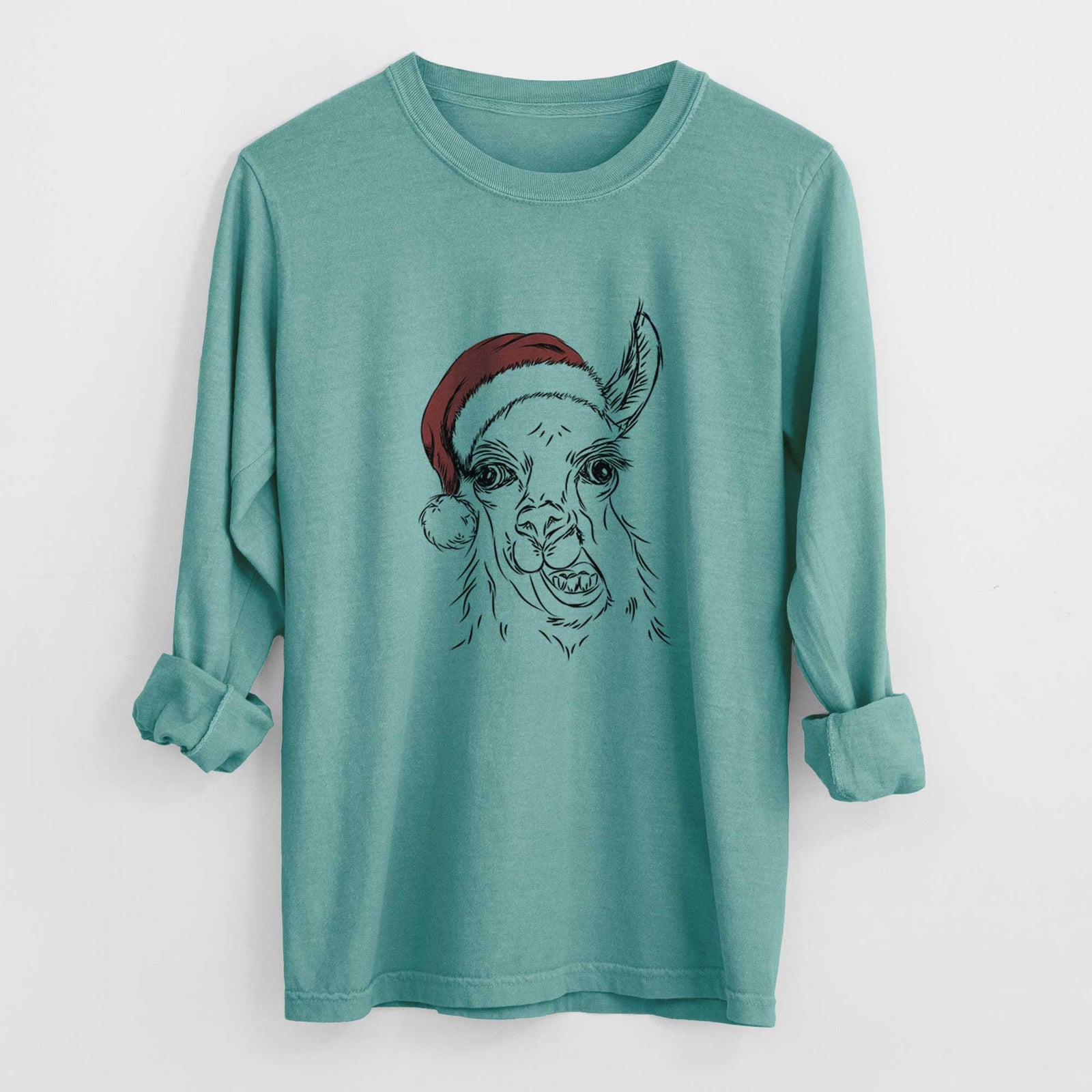 Santa Larry the Llama - Heavyweight 100% Cotton Long Sleeve