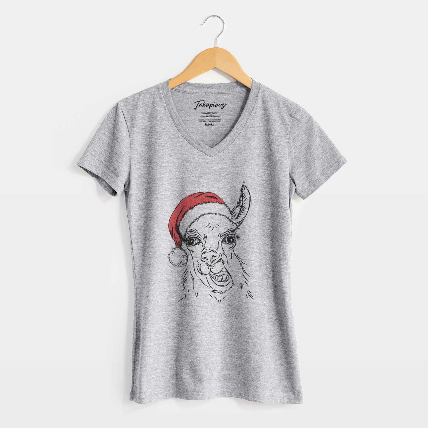 Santa Larry the Llama - Women's V-neck Shirt