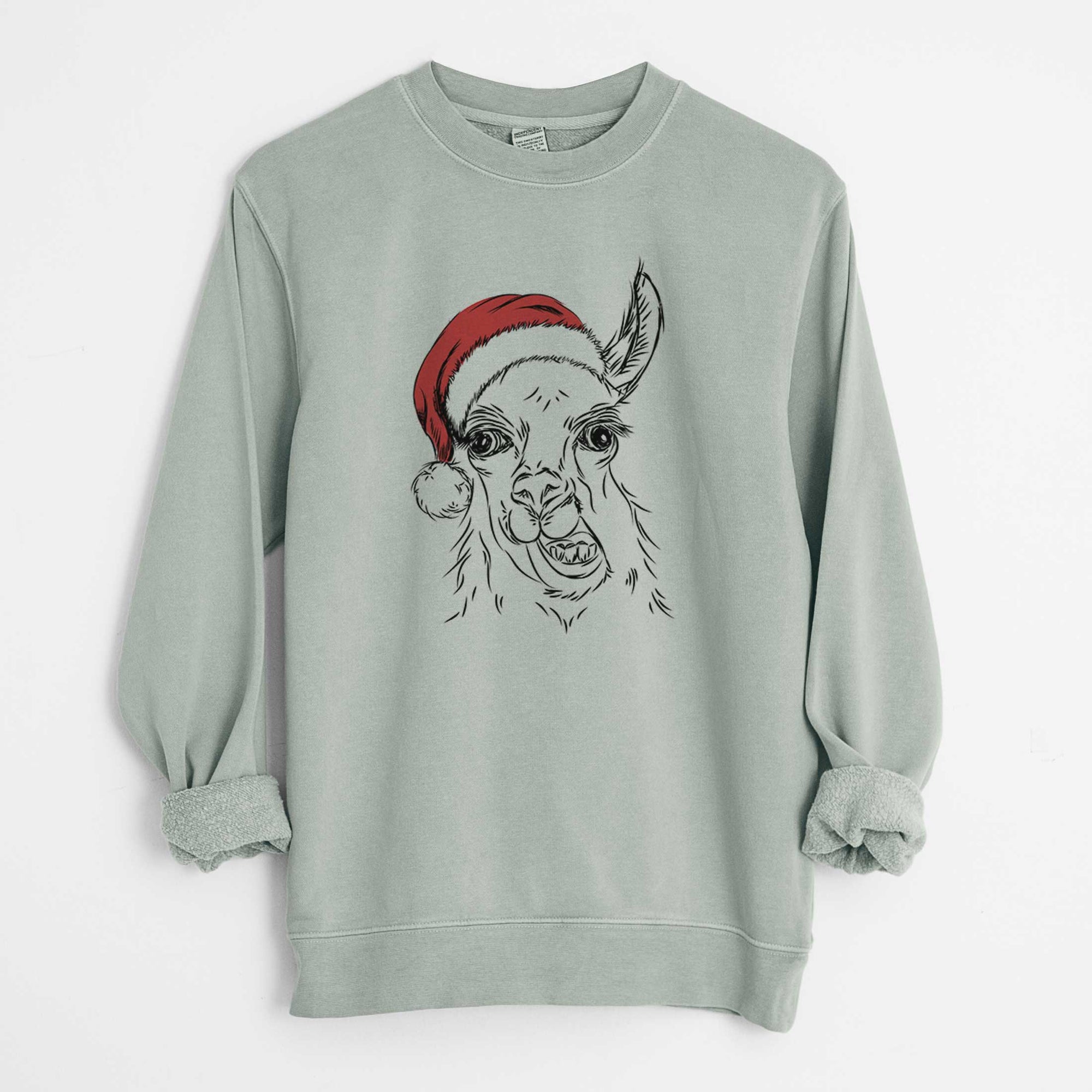 Santa Larry the Llama - Unisex Pigment Dyed Crew Sweatshirt