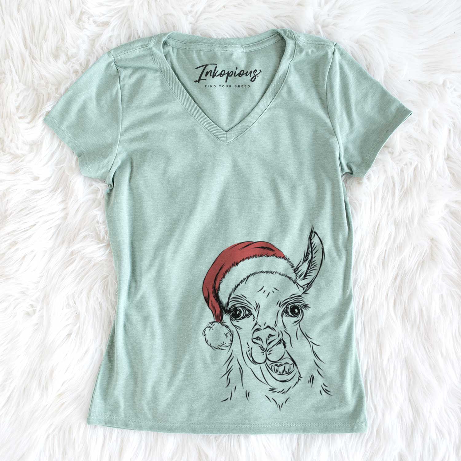 Santa Larry the Llama - Women's V-neck Shirt