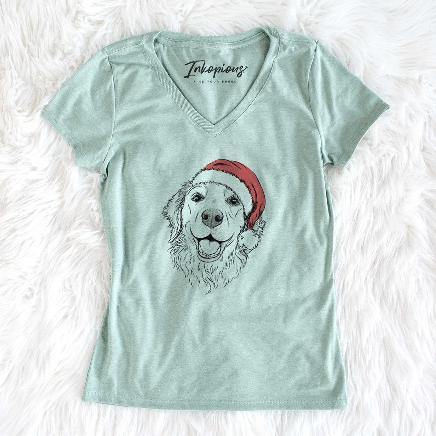 Santa Legend the Golden Retriever - Women's V-neck Shirt