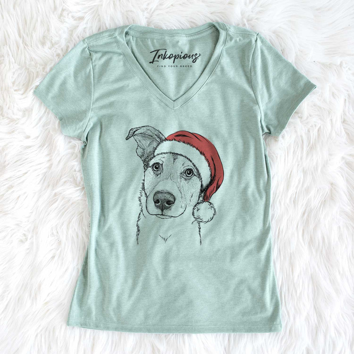 Santa Leia the Mixed Breed - Women's V-neck Shirt