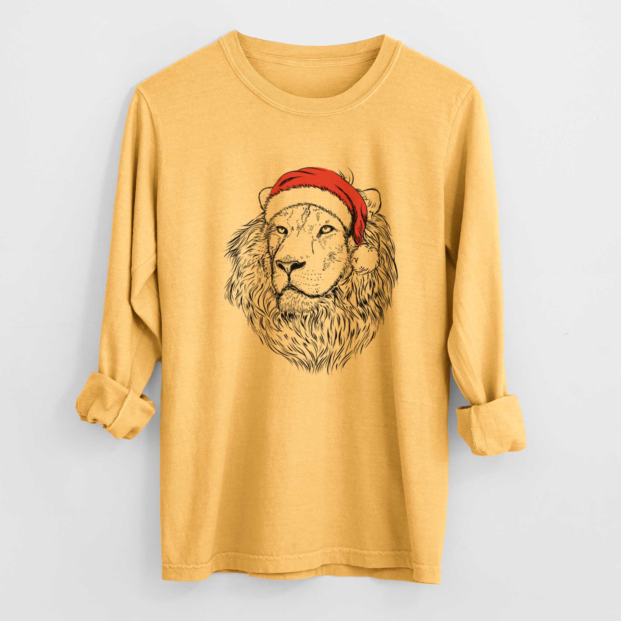 Santa Lenny the Lion - Heavyweight 100% Cotton Long Sleeve