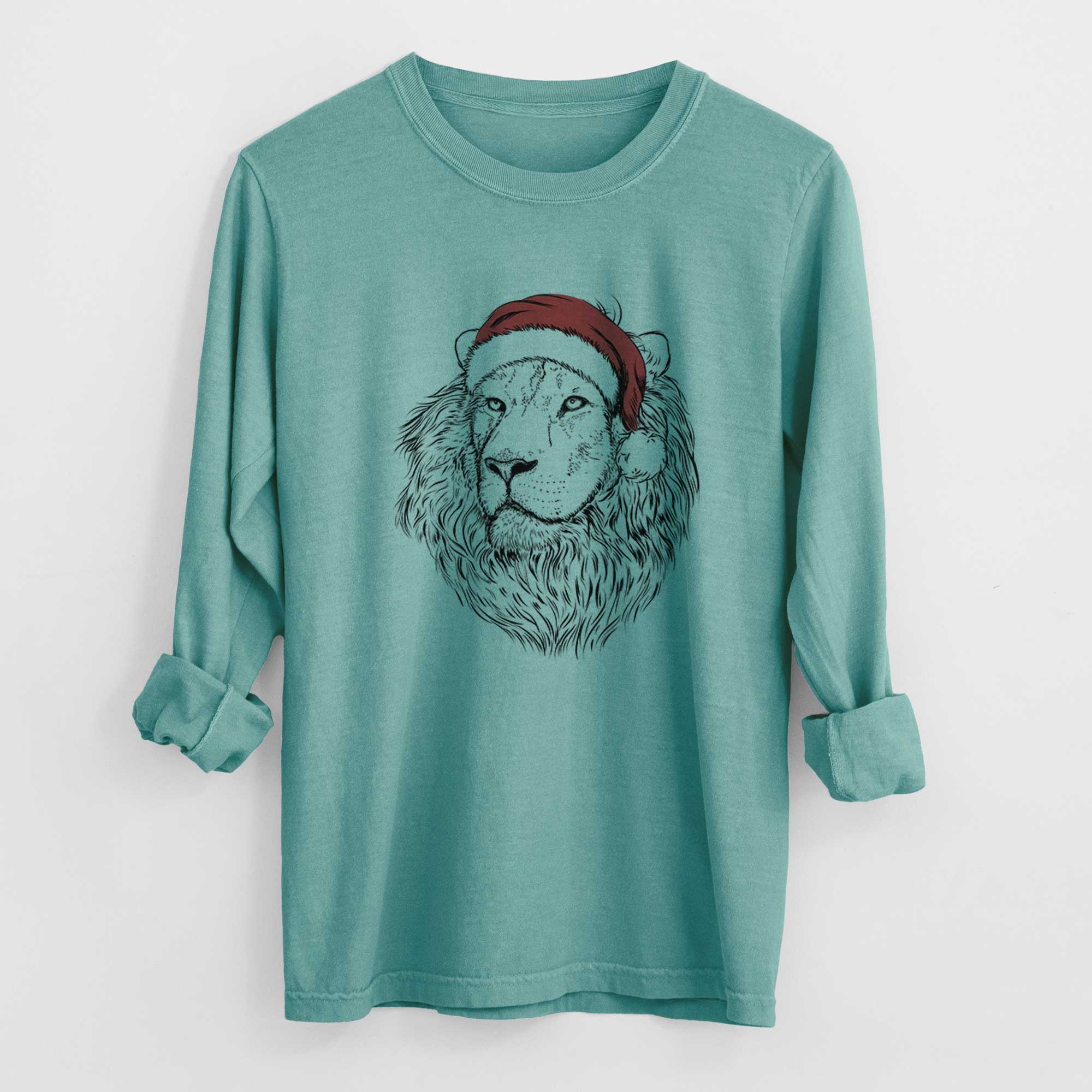 Santa Lenny the Lion - Heavyweight 100% Cotton Long Sleeve