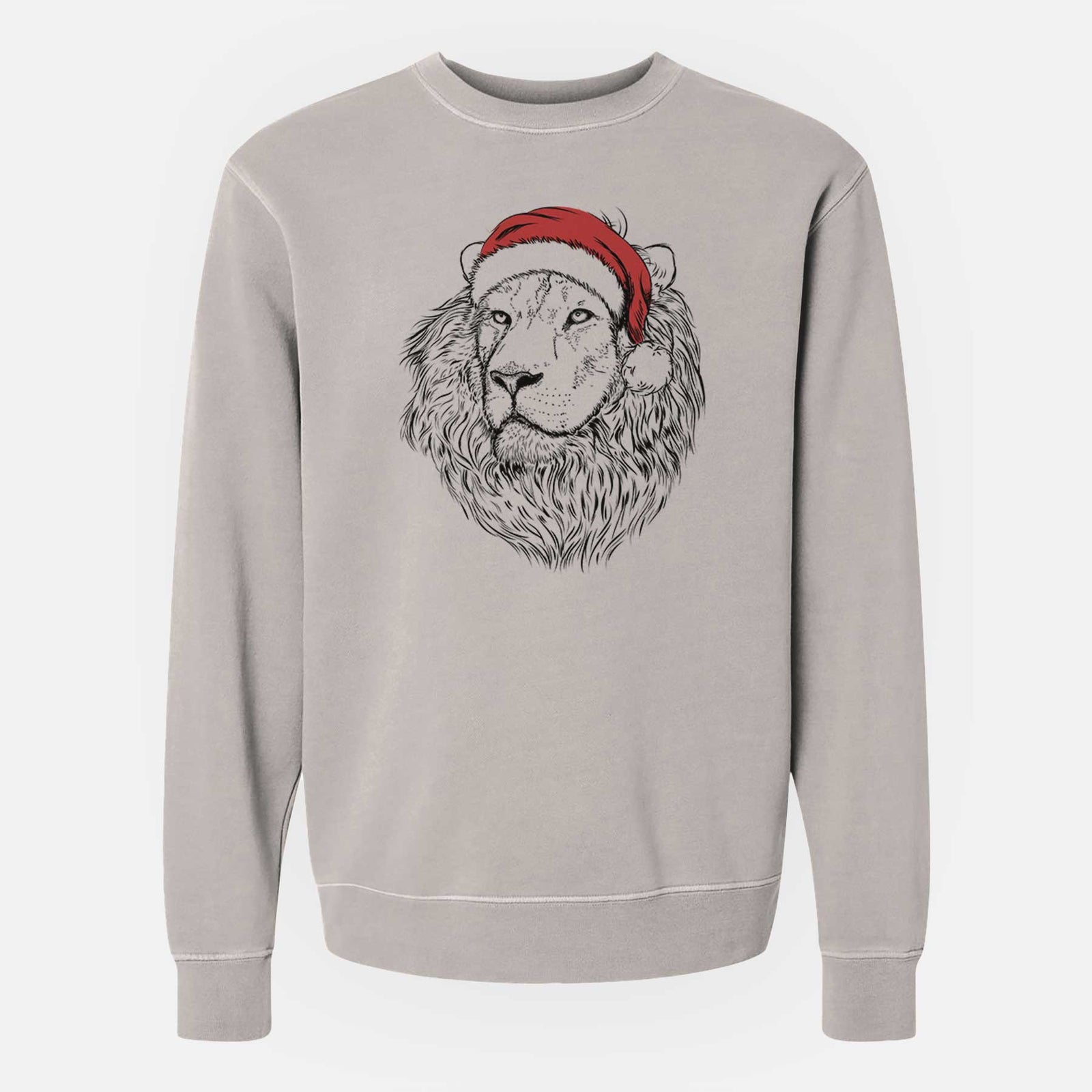 Santa Lenny the Lion - Unisex Pigment Dyed Crew Sweatshirt
