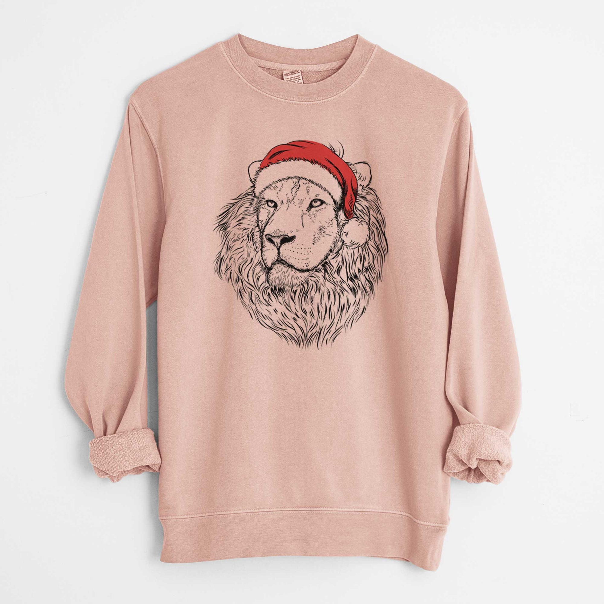 Santa Lenny the Lion - Unisex Pigment Dyed Crew Sweatshirt