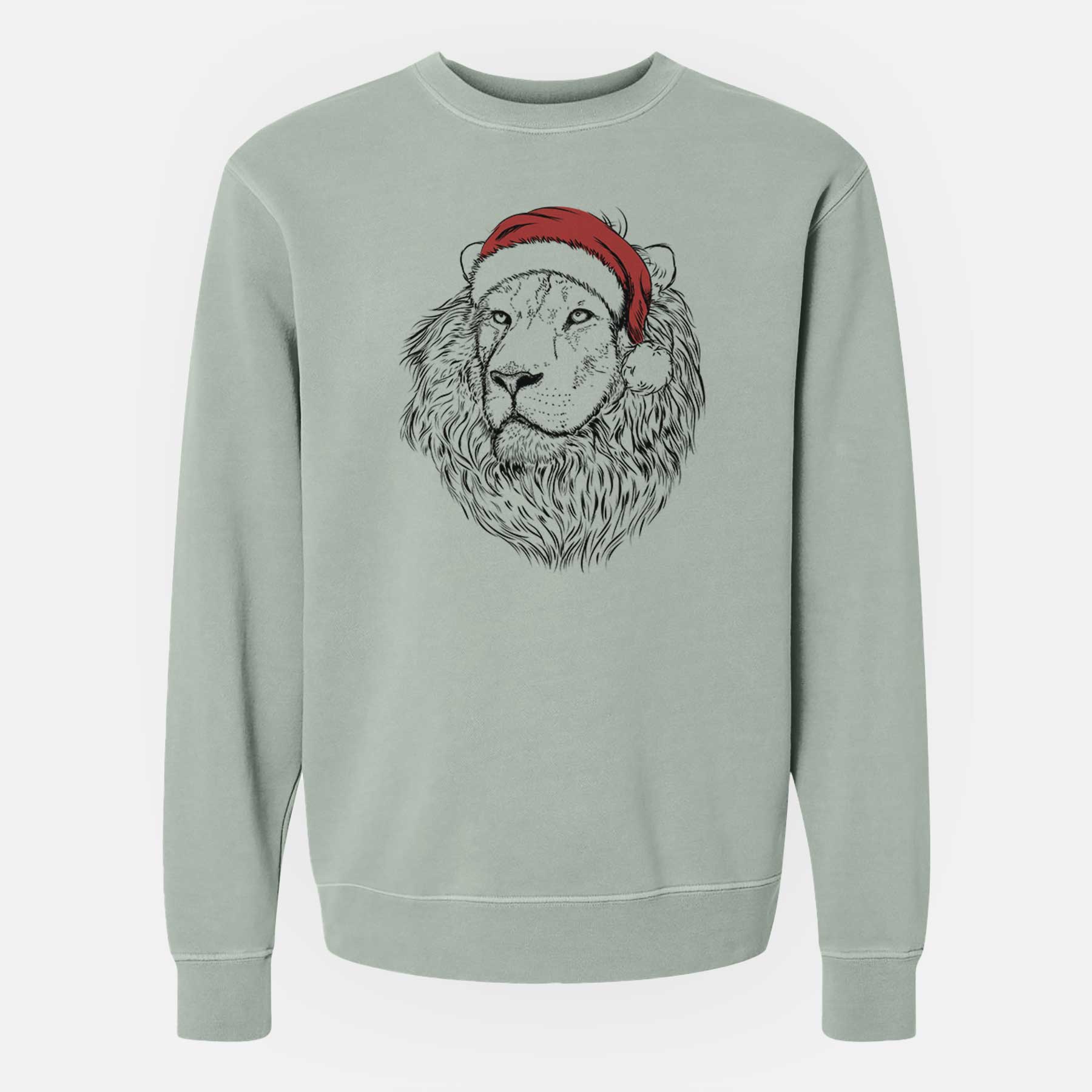 Santa Lenny the Lion - Unisex Pigment Dyed Crew Sweatshirt