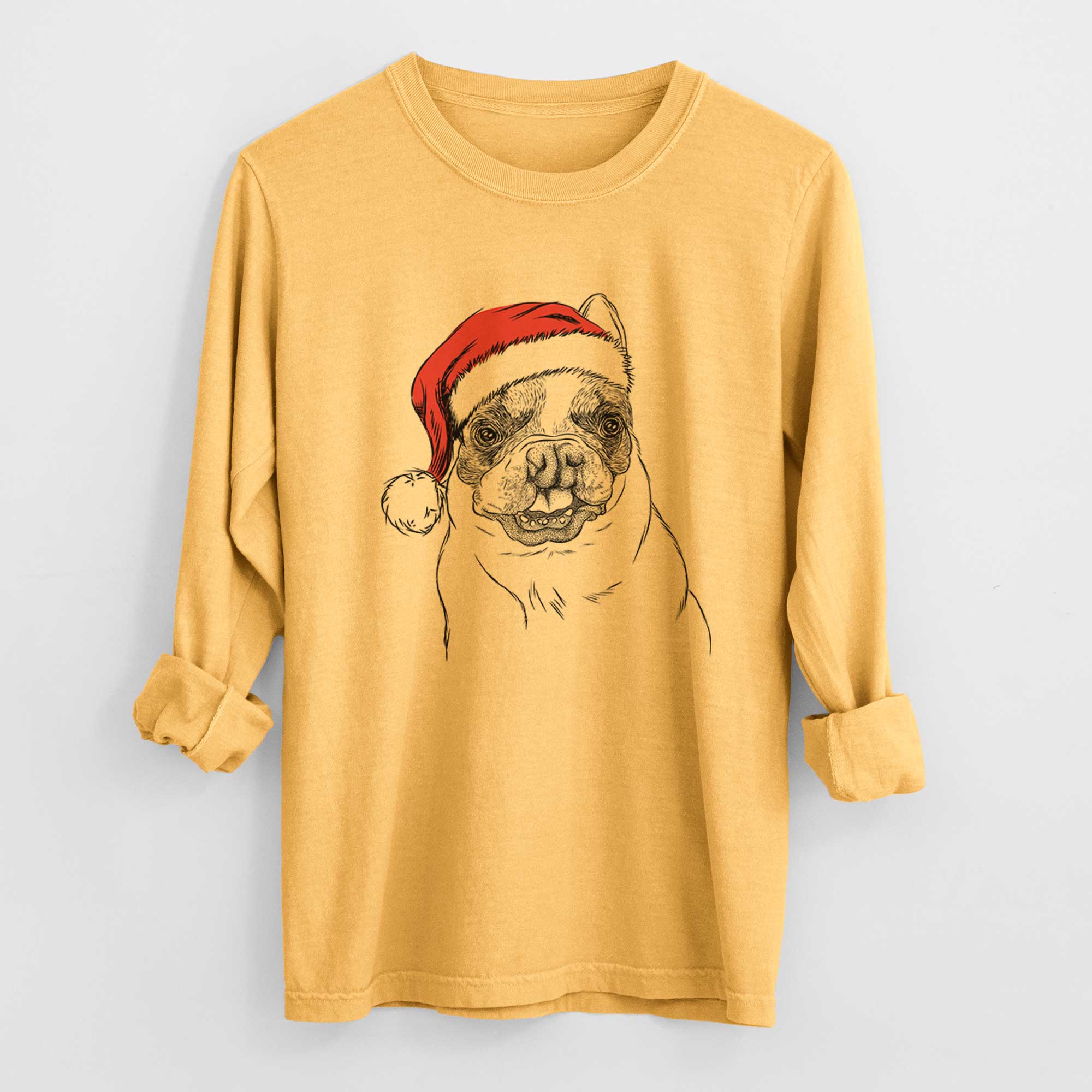 Santa Lentil the French Bulldog - Heavyweight 100% Cotton Long Sleeve