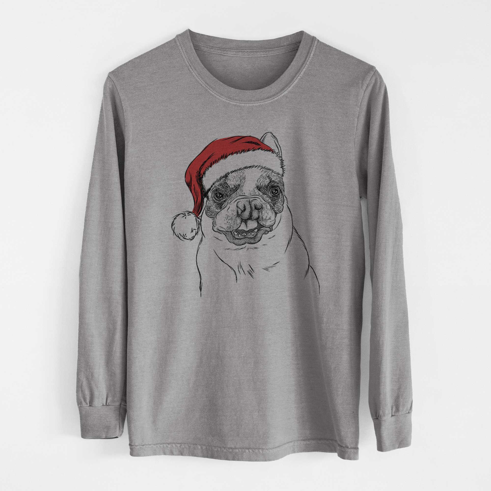 Santa Lentil the French Bulldog - Heavyweight 100% Cotton Long Sleeve