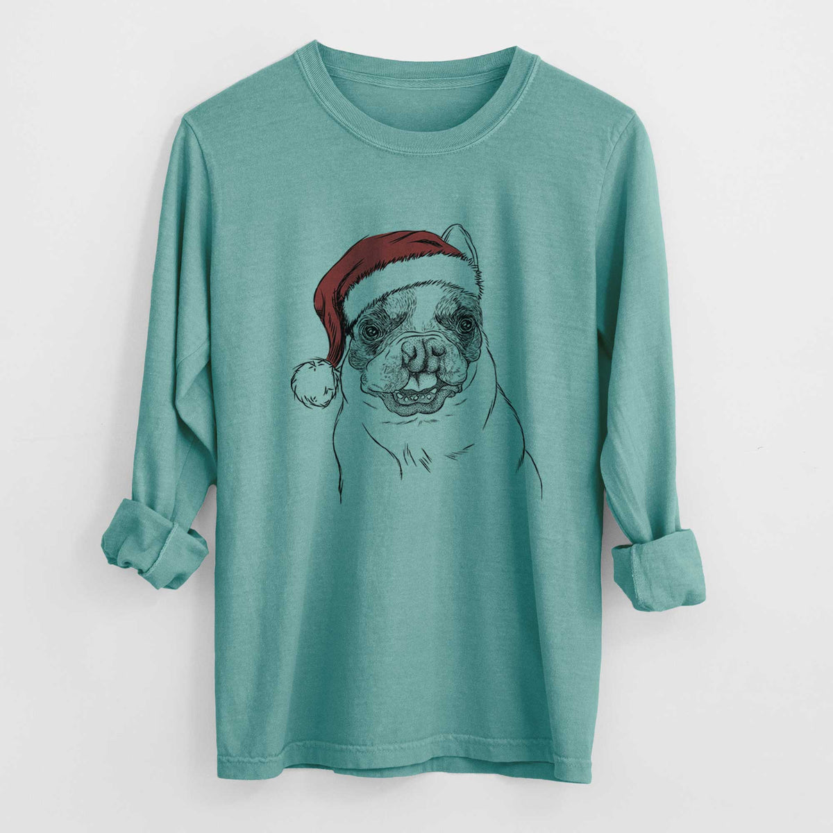 Santa Lentil the French Bulldog - Heavyweight 100% Cotton Long Sleeve