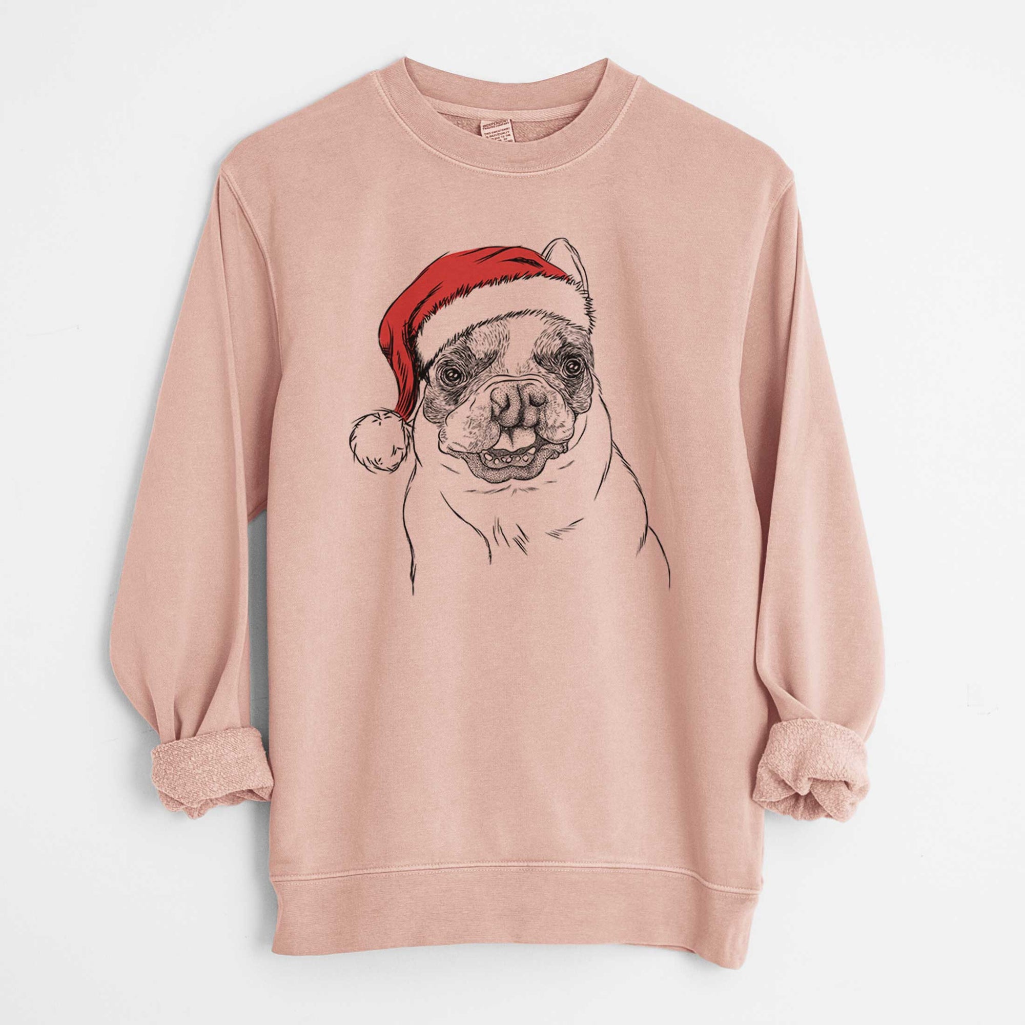 Santa Lentil the French Bulldog - Unisex Pigment Dyed Crew Sweatshirt