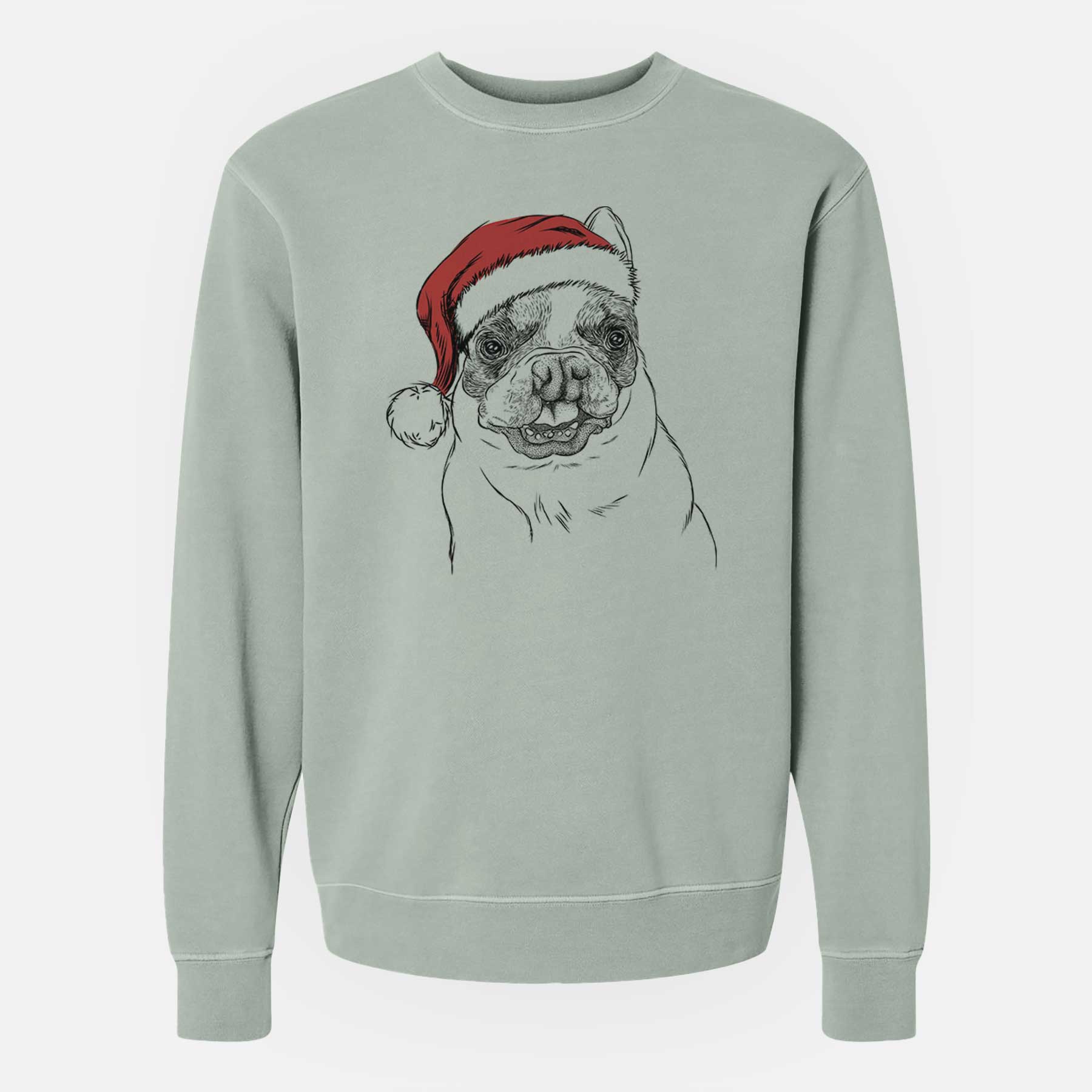 Santa Lentil the French Bulldog - Unisex Pigment Dyed Crew Sweatshirt