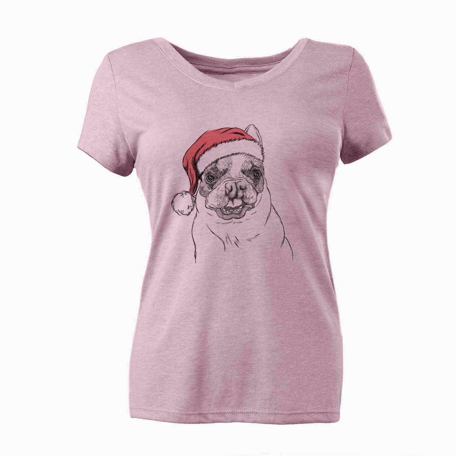 Santa Lentil the French Bulldog - Women's V-neck Shirt