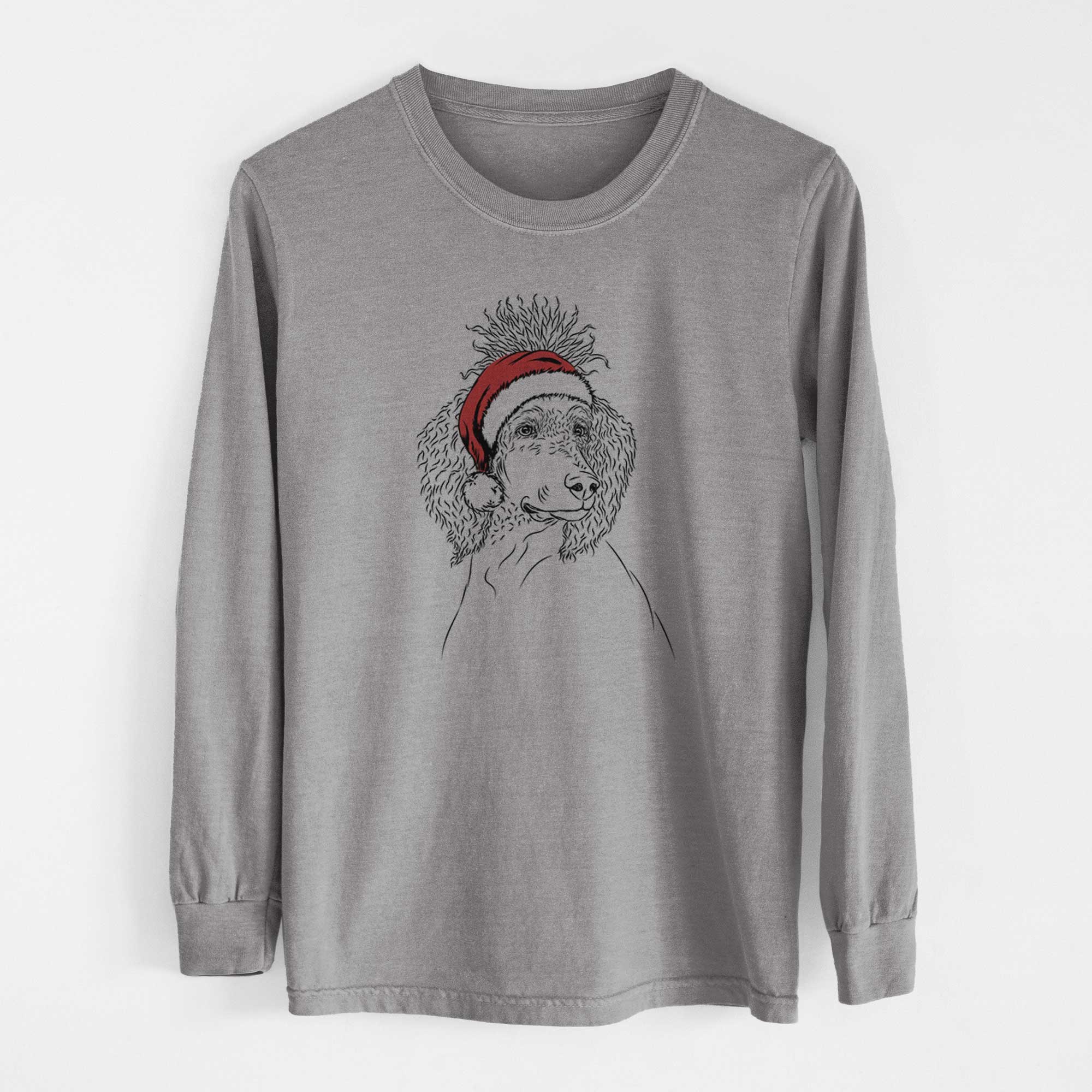 Santa Leo the Poodle - Heavyweight 100% Cotton Long Sleeve