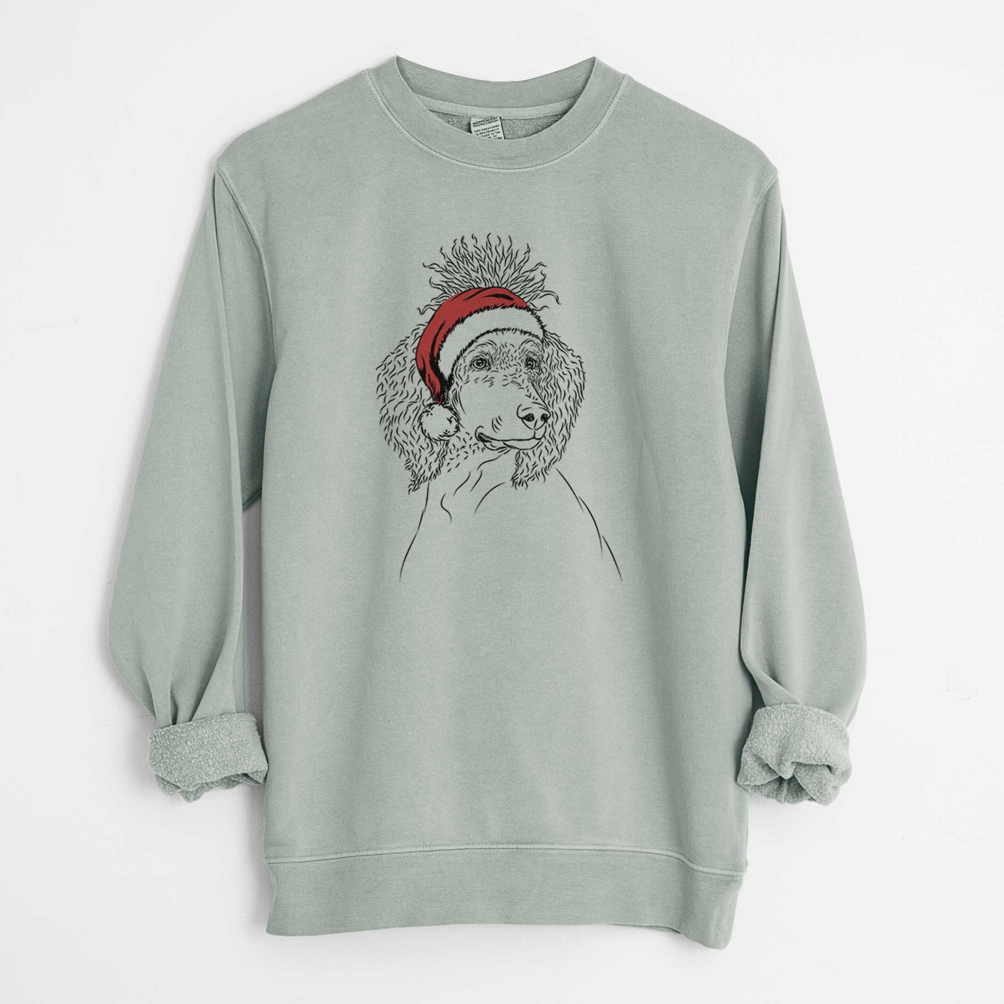 Santa Leo the Poodle - Unisex Pigment Dyed Crew Sweatshirt