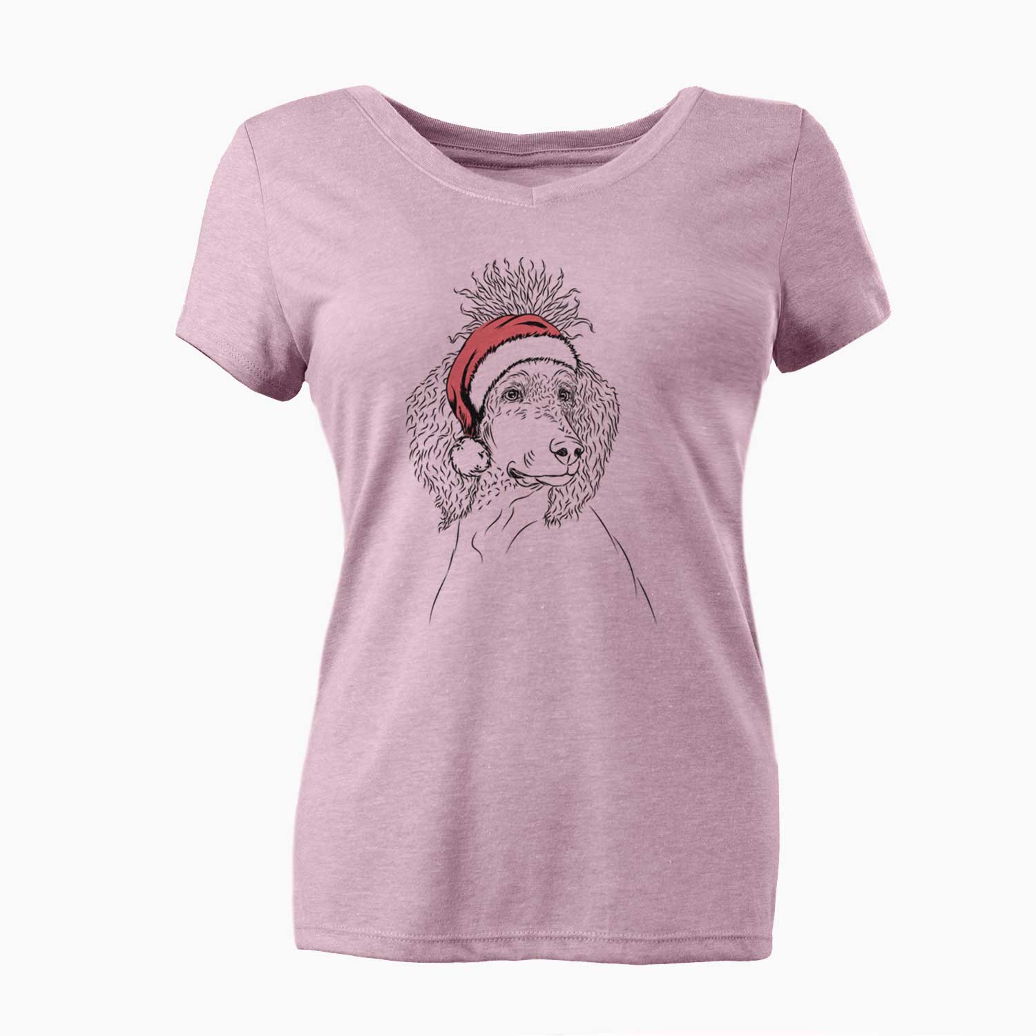 Santa Leo the Poodle - Women's V-neck Shirt