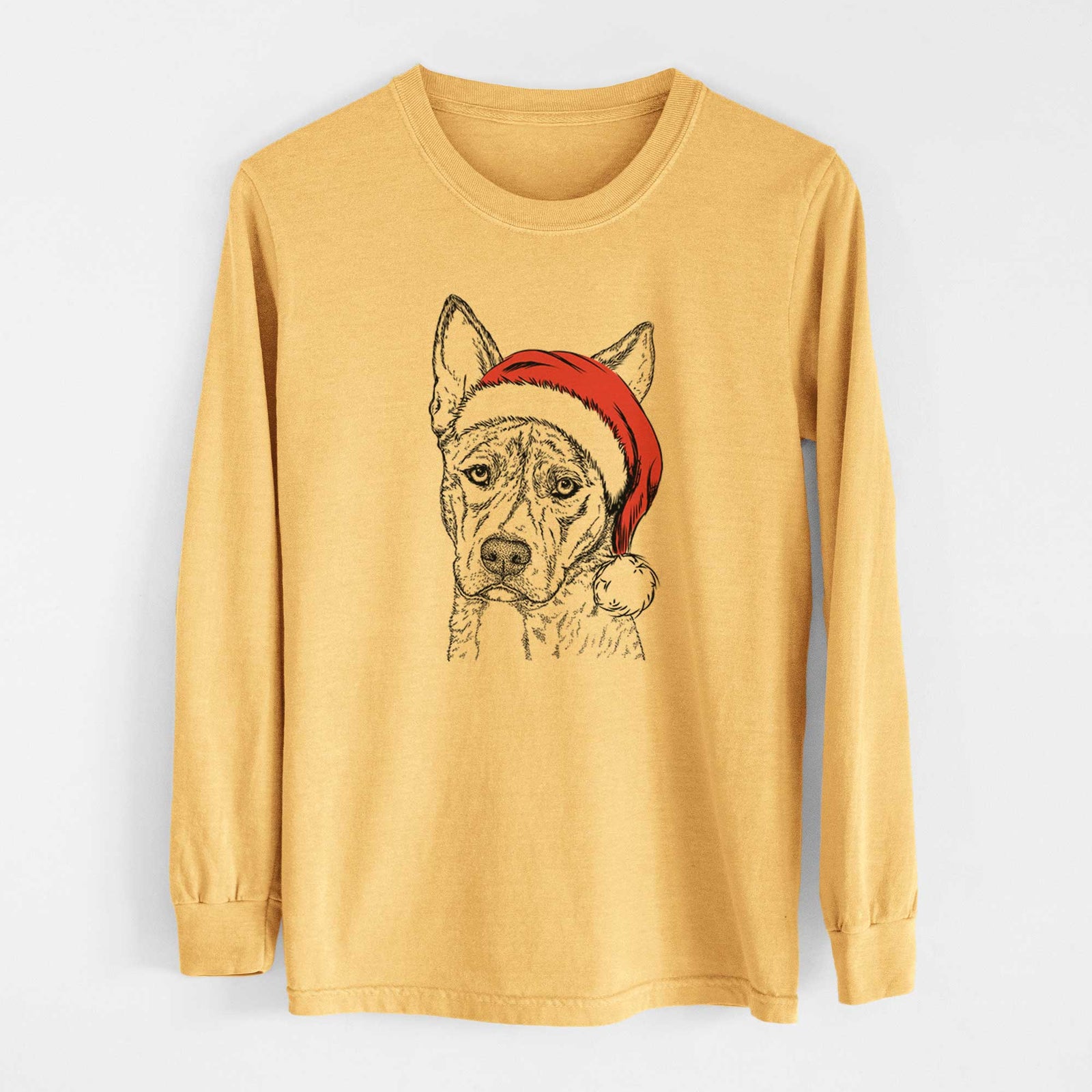 Santa Leo the Ibizan Hound Bull Mastiff Mix - Heavyweight 100% Cotton Long Sleeve