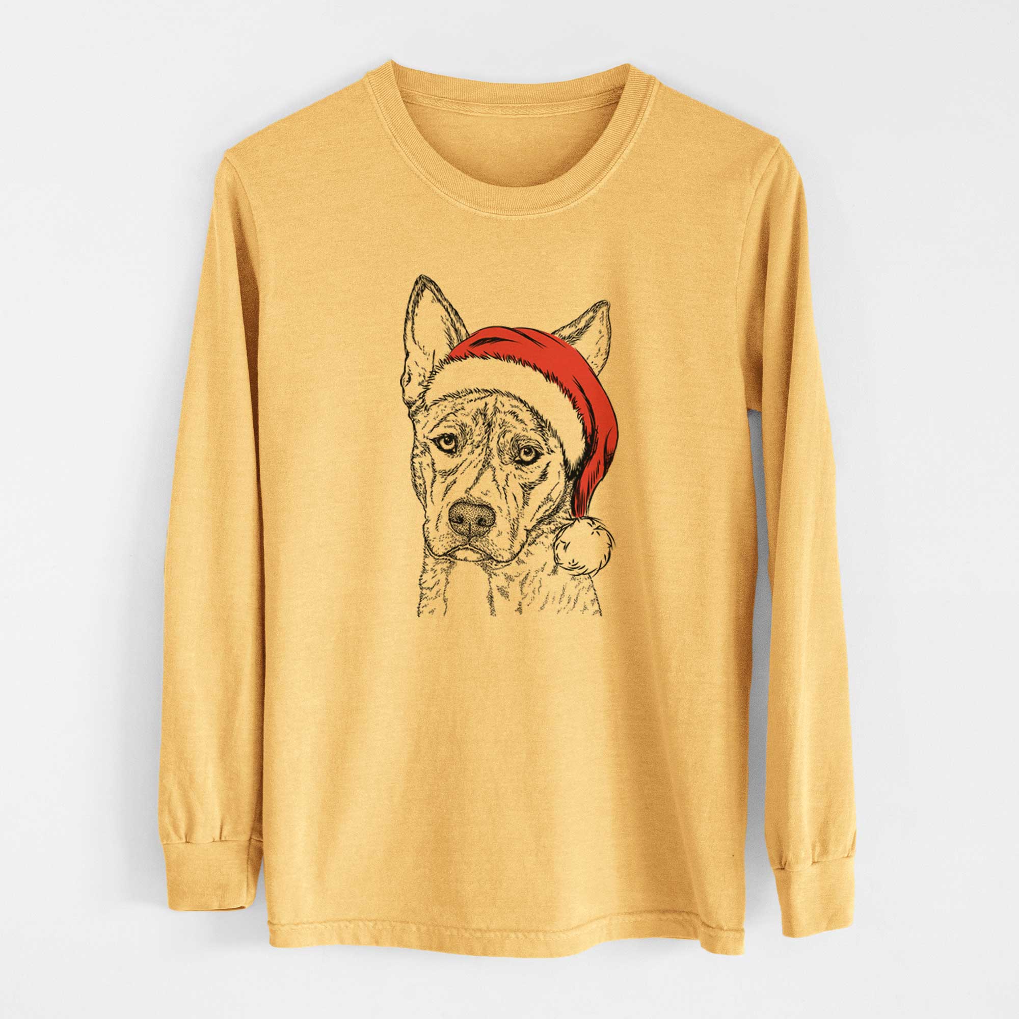 Santa Leo the Ibizan Hound Bull Mastiff Mix - Heavyweight 100% Cotton Long Sleeve