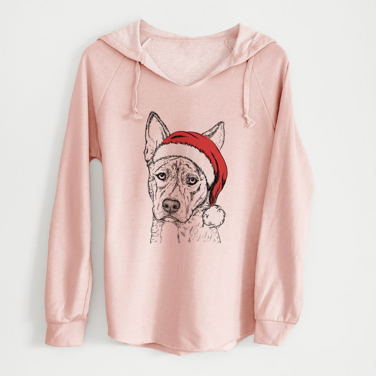 Santa Leo the Ibizan Hound Bull Mastiff Mix - Cali Wave Hooded Sweatshirt