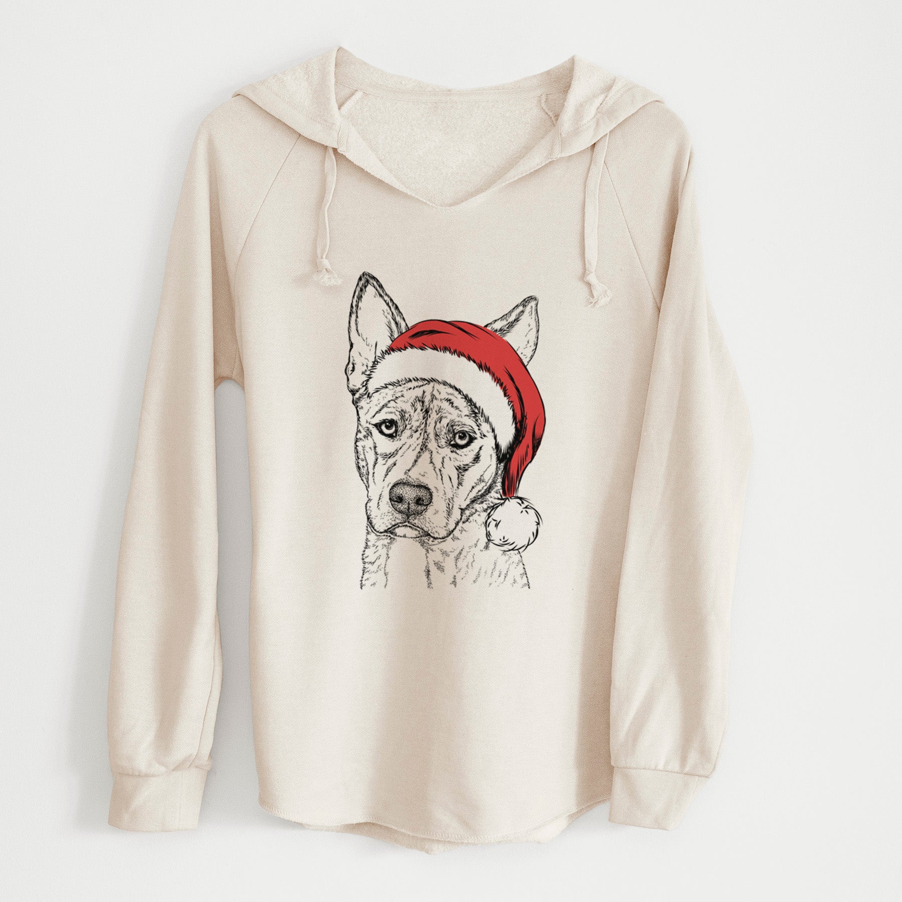 Santa Leo the Ibizan Hound Bull Mastiff Mix - Cali Wave Hooded Sweatshirt