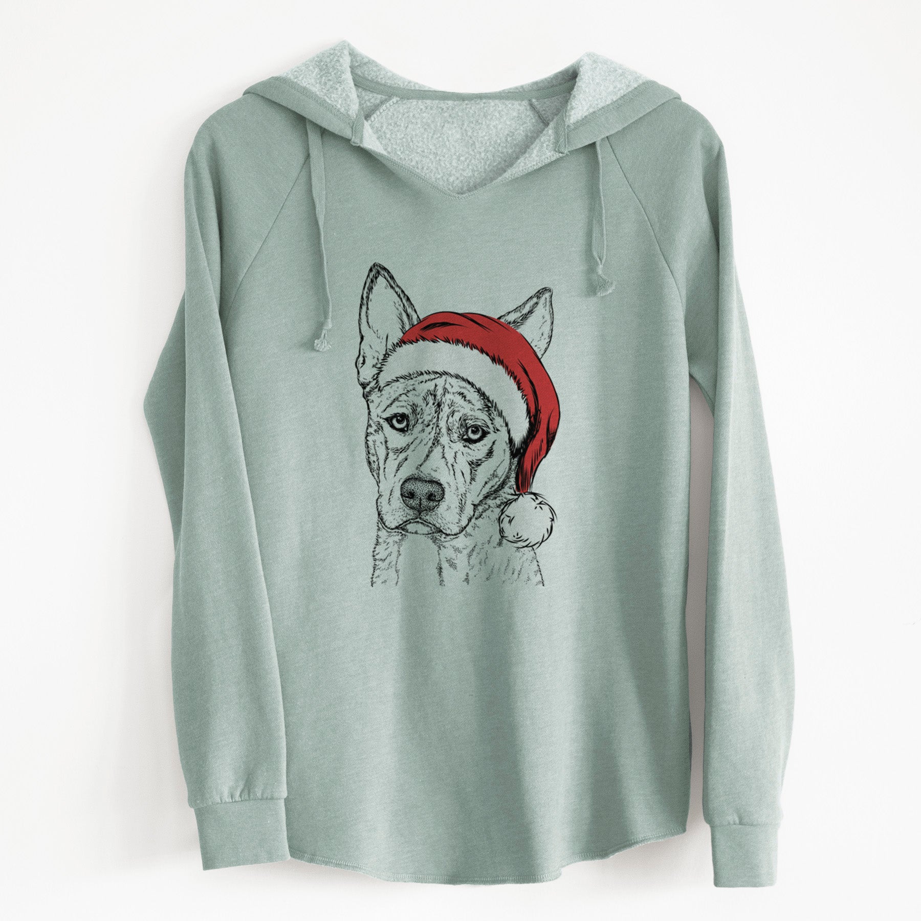 Santa Leo the Ibizan Hound Bull Mastiff Mix - Cali Wave Hooded Sweatshirt