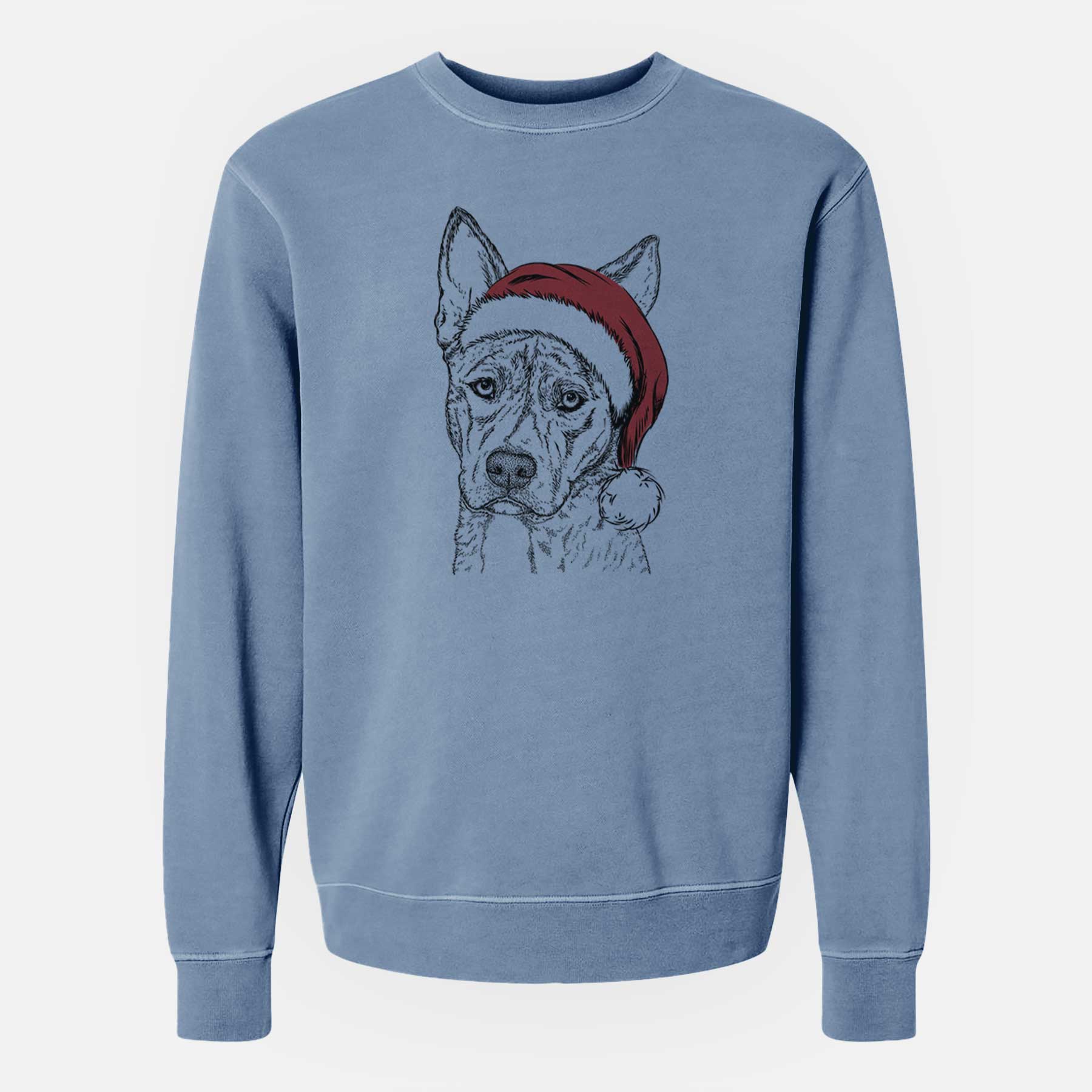 Santa Leo the Ibizan Hound Bull Mastiff Mix - Unisex Pigment Dyed Crew Sweatshirt