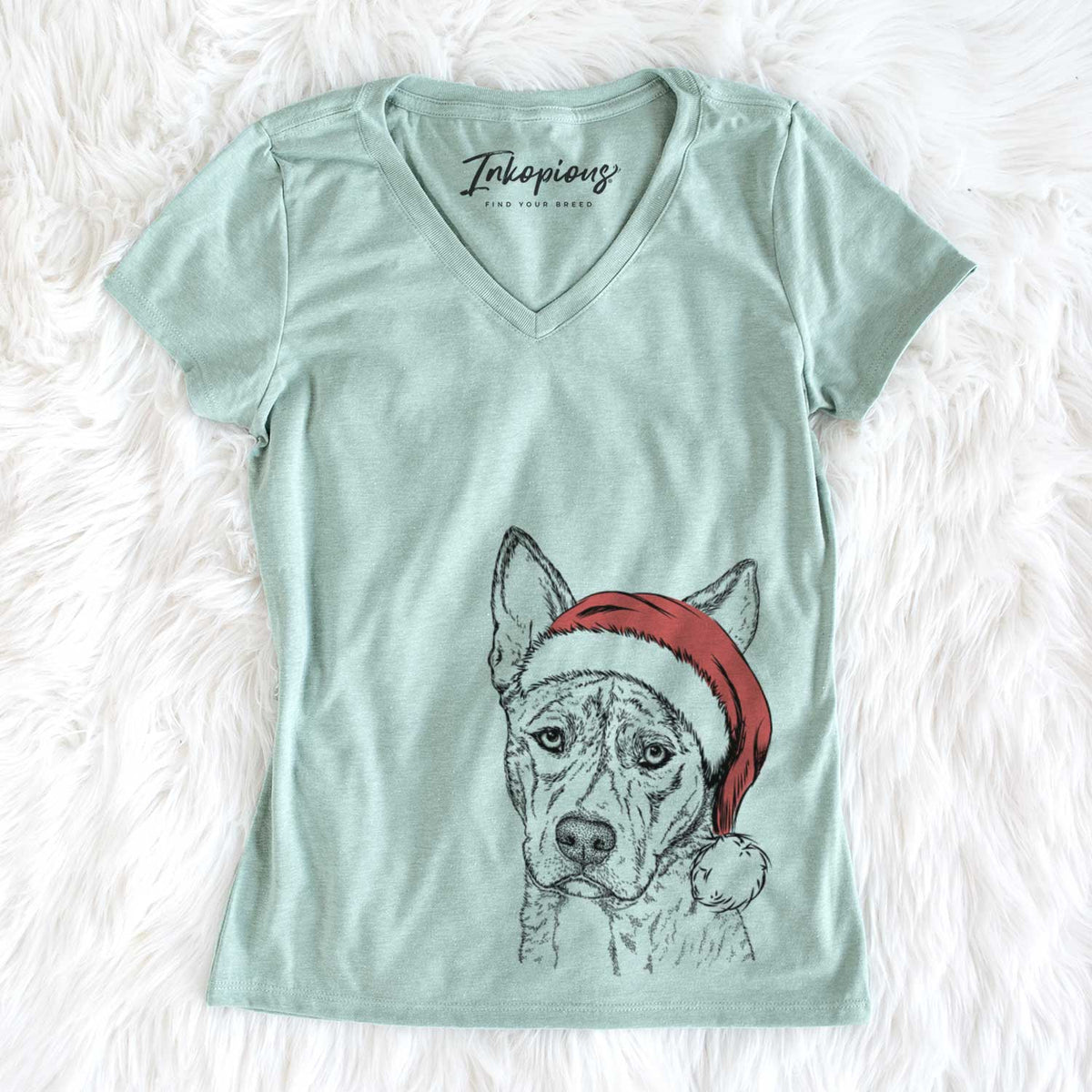 Santa Leo the Ibizan Hound Bull Mastiff Mix - Women&#39;s V-neck Shirt