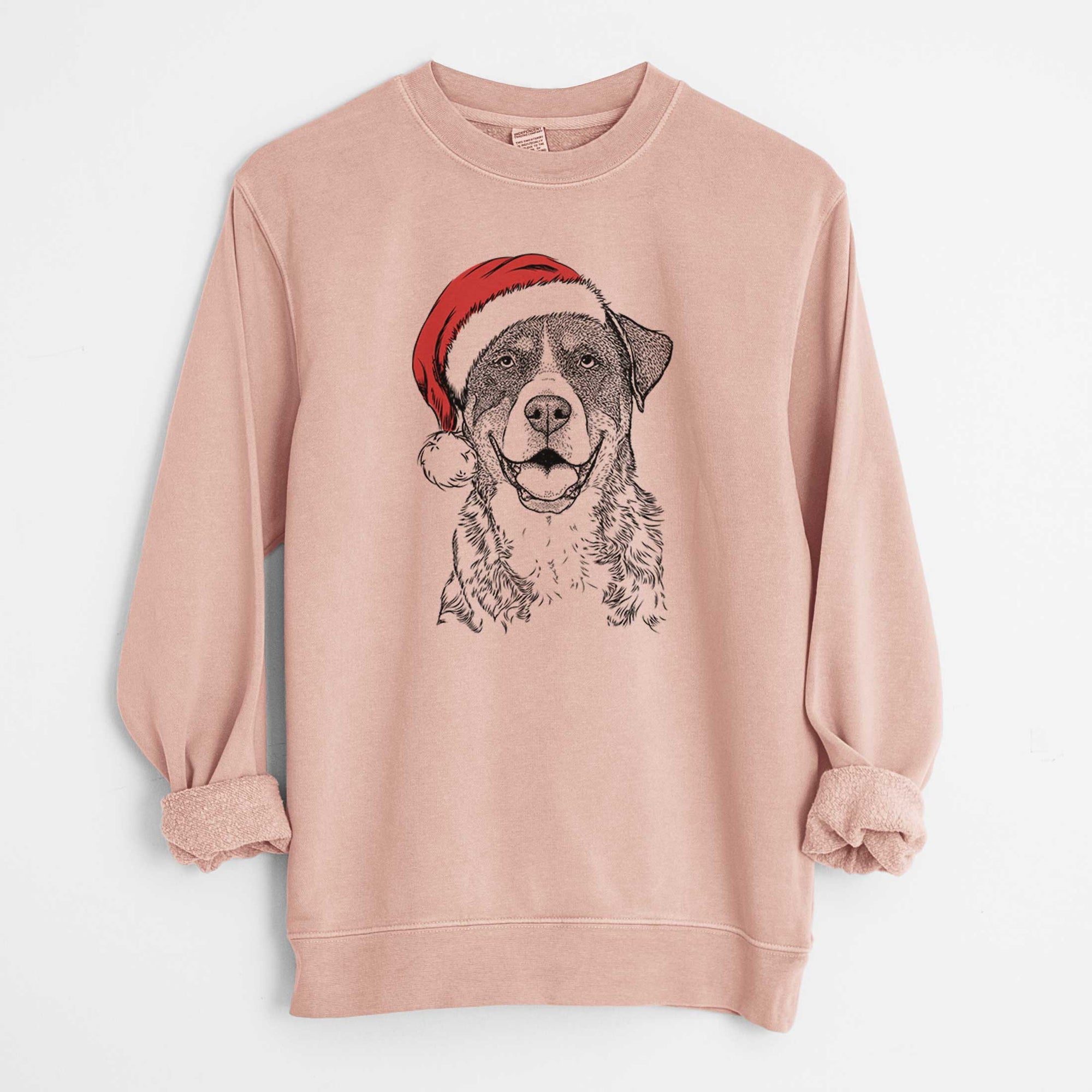 Santa Leon the Greater Swiss Mountain Dog - Unisex Pigment Dyed Crew Sweatshirt