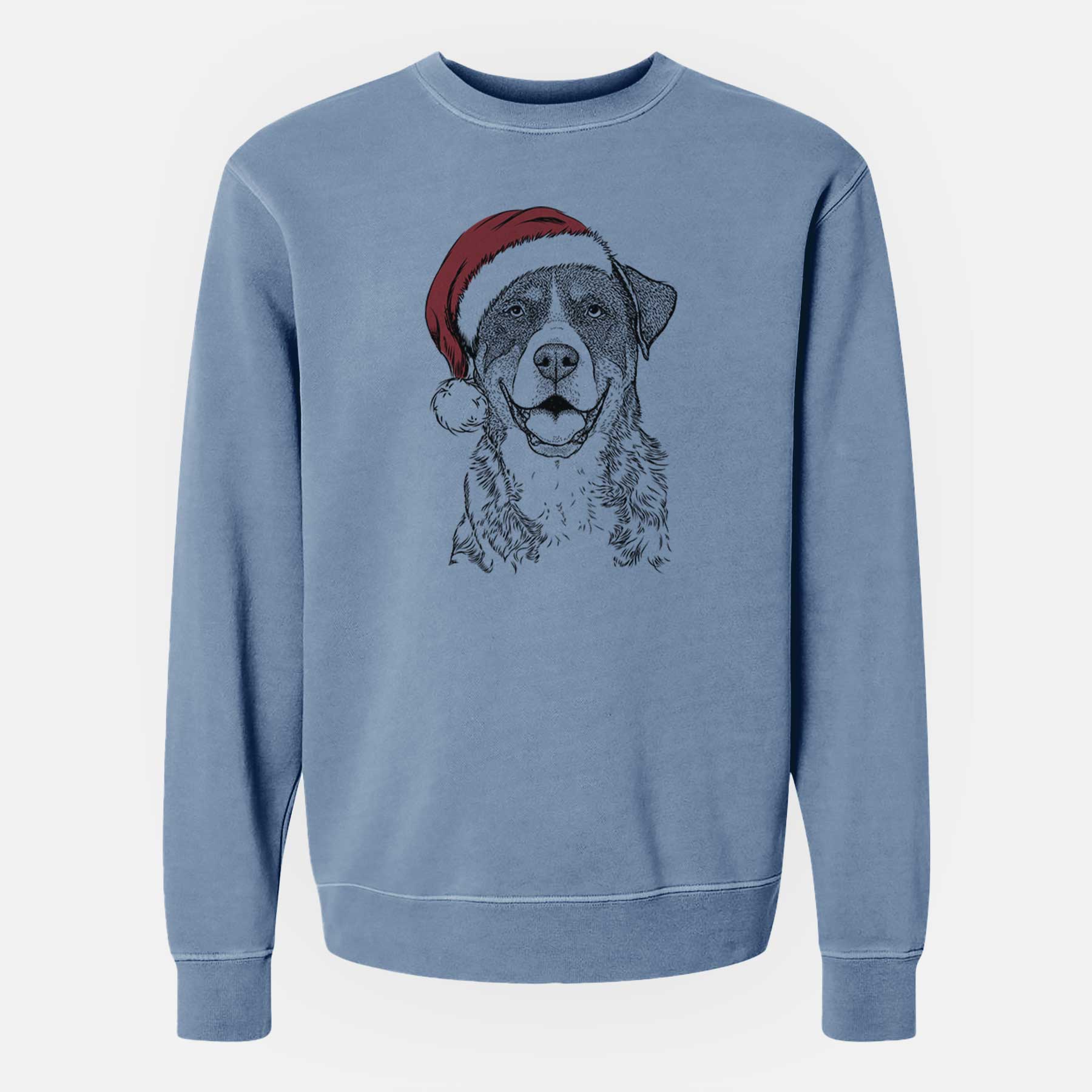 Santa Leon the Greater Swiss Mountain Dog - Unisex Pigment Dyed Crew Sweatshirt