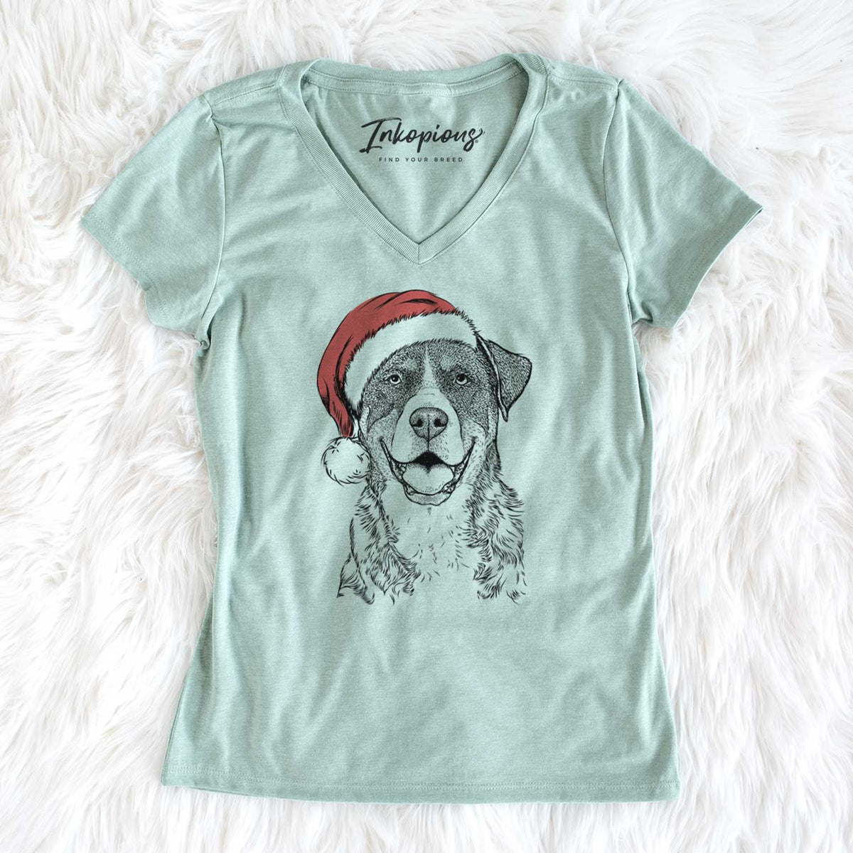 Santa Leon the Greater Swiss Mountain Dog - Women's V-neck Shirt